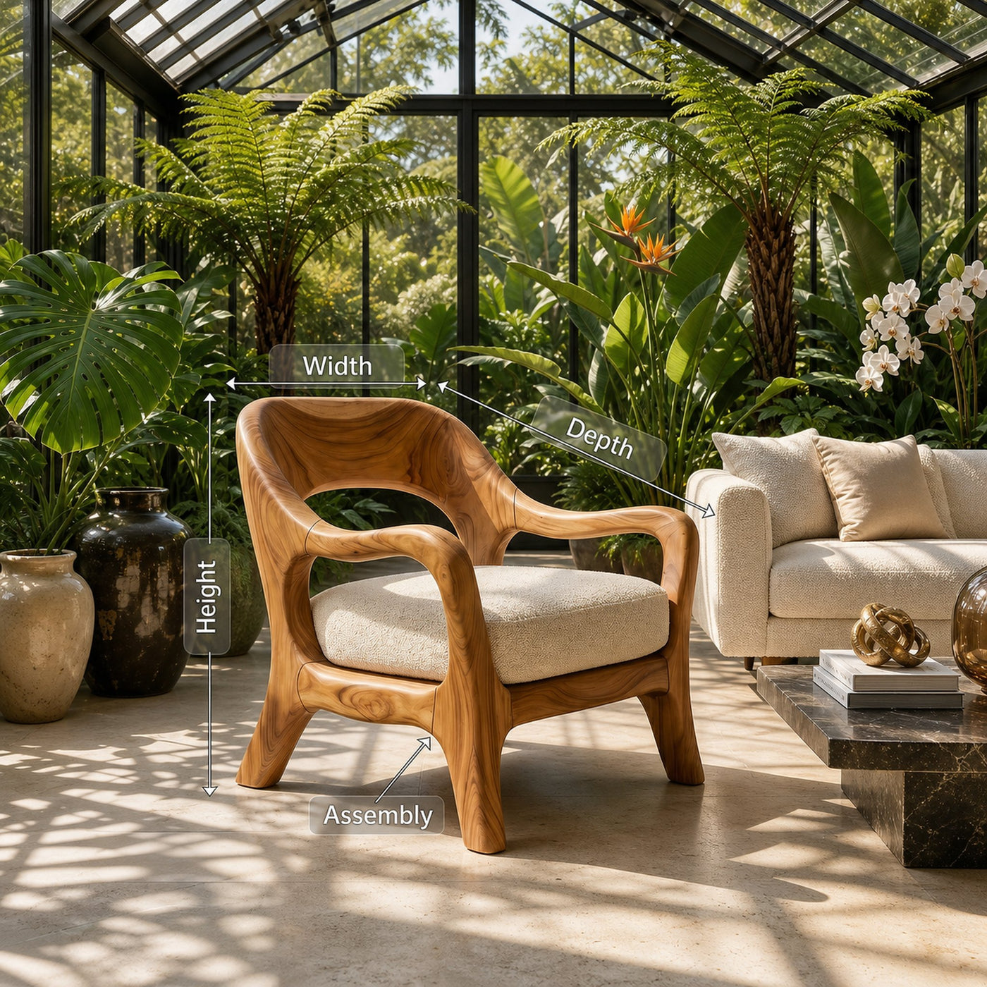 Organic Modern Statement Chair Luxury Living Space - product view 8