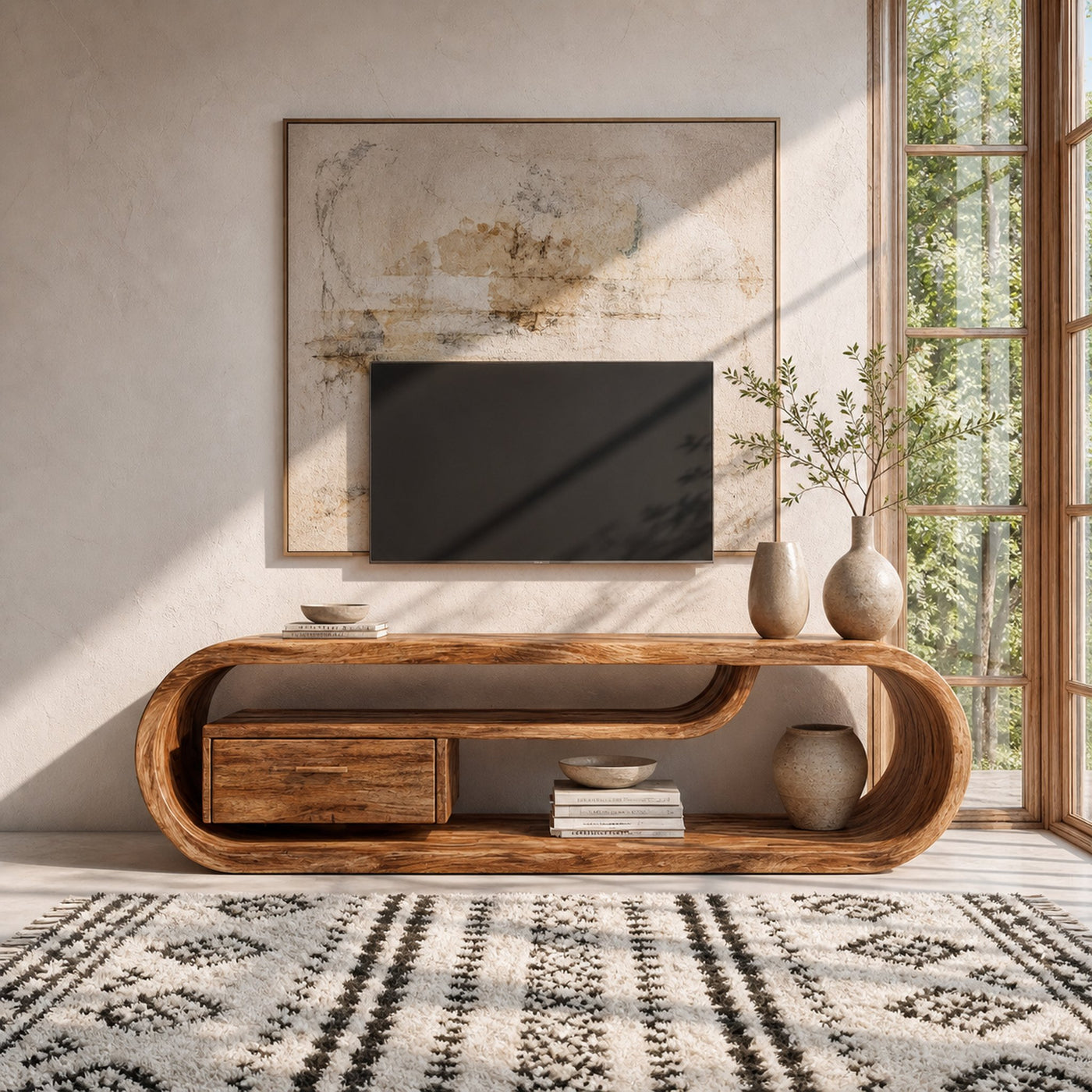 Organic Modern TV Cabinet For Living Room Decor