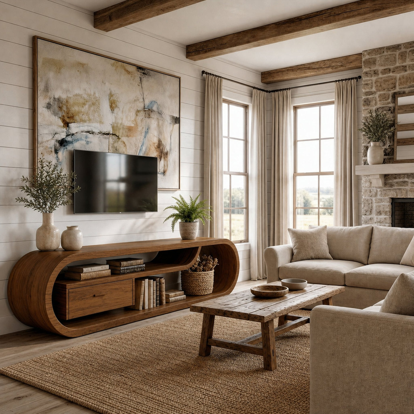 Organic Modern TV Cabinet For Living Room Decor - product view 6