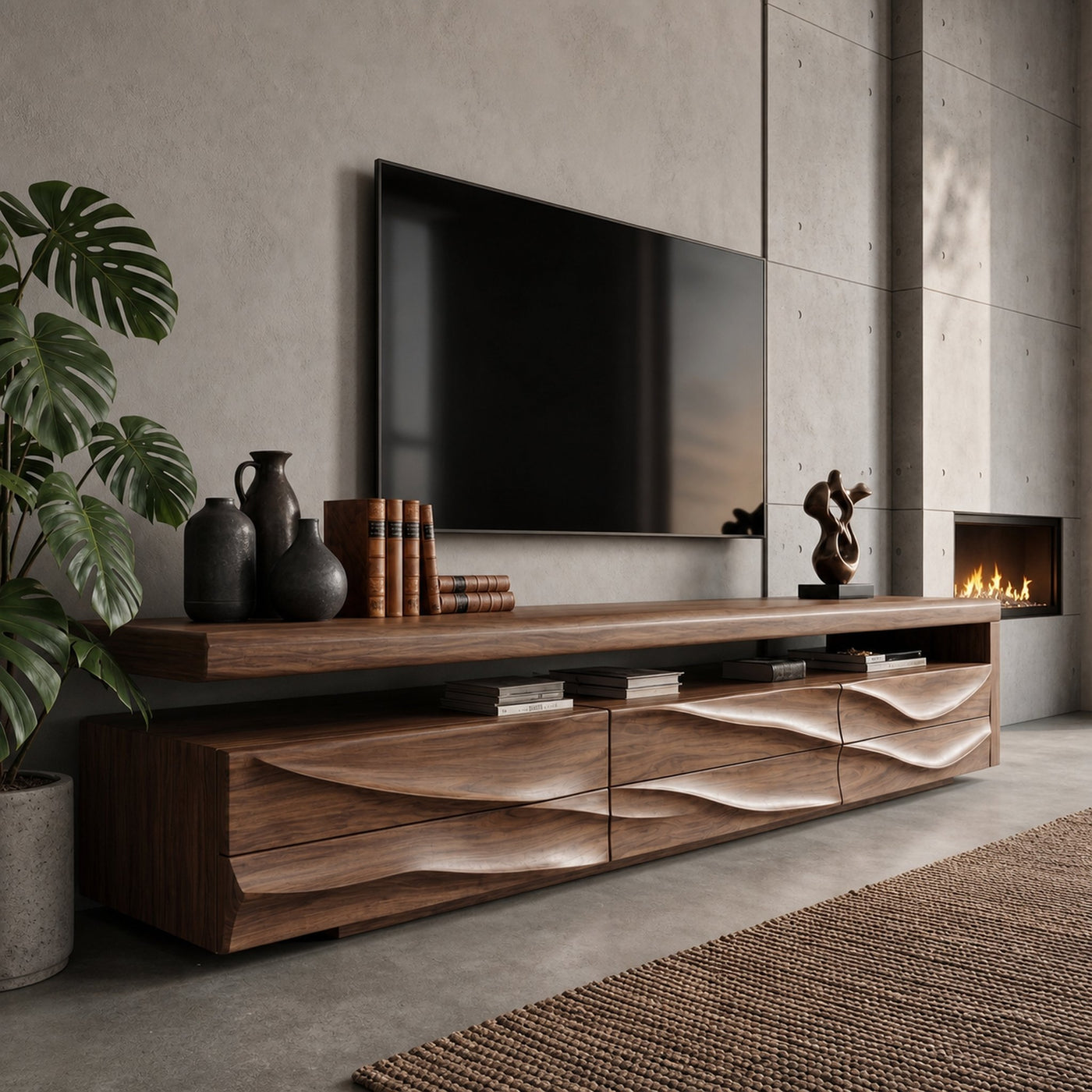 Organic Modern TV Cabinet With Handcrafted Solid Wood Design For Living Room - product view 7