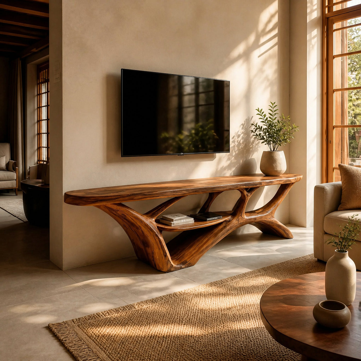 Organic Modern TV Stand For Living Room