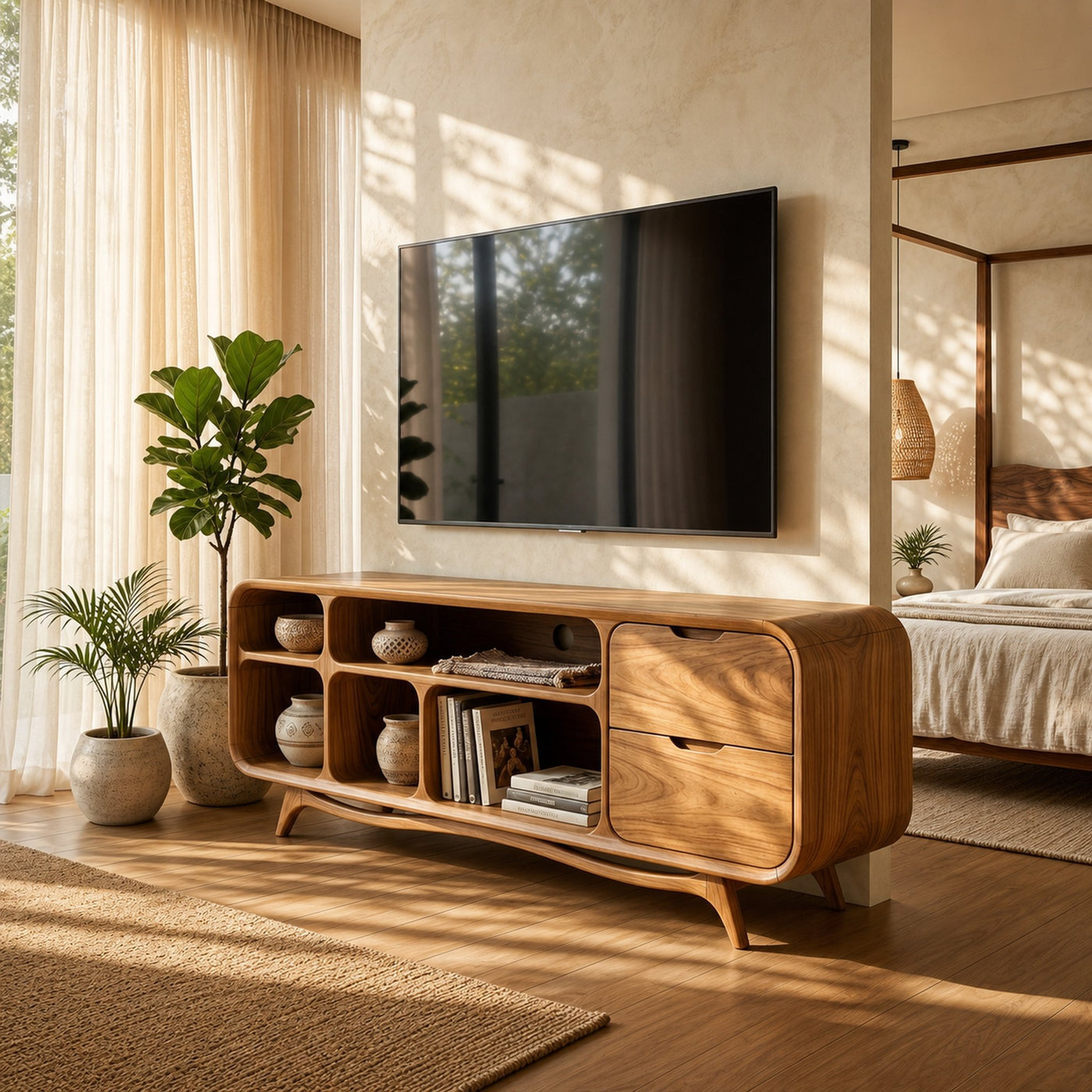 Organic Modern TV Stand For Luxury Apartment