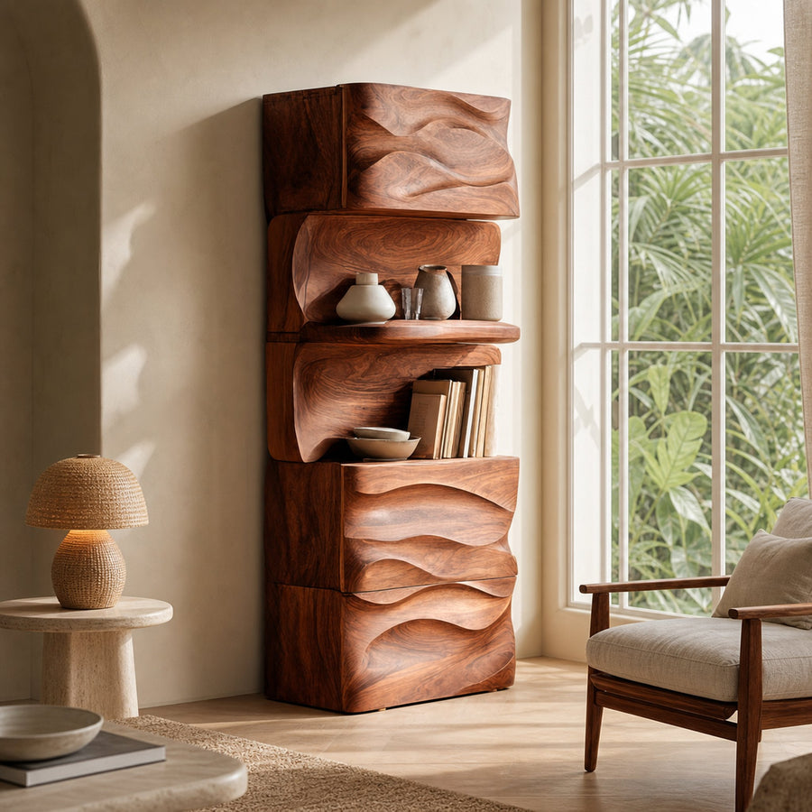 Organic Modern Tall Display Shelf For Living Room And Study