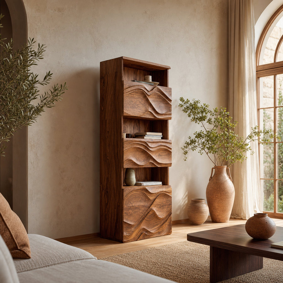 Organic Modern Tall Storage Cabinet For Living Room And Bedroom