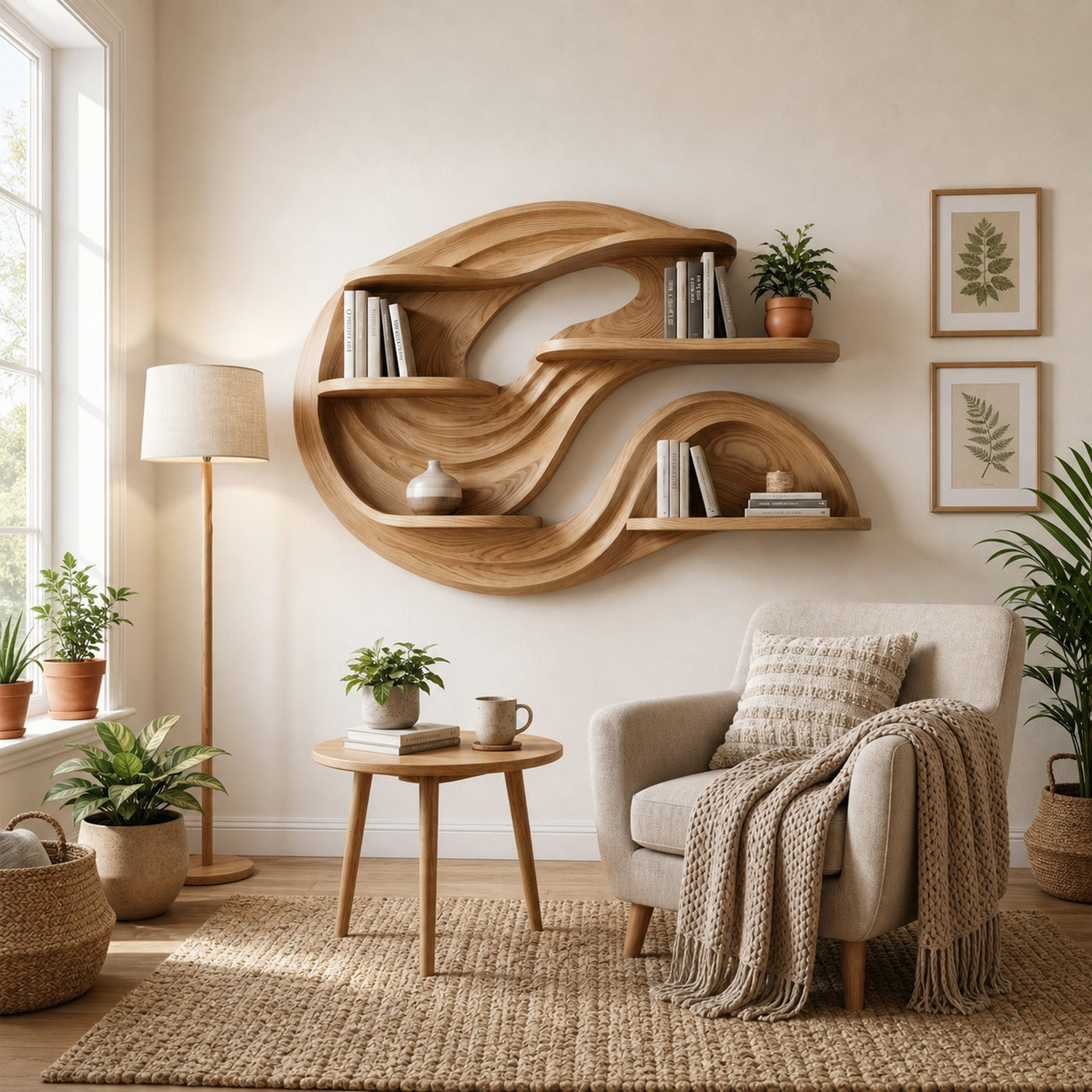 Organic Modern Wall Bookshelf For Living Room - product view 7