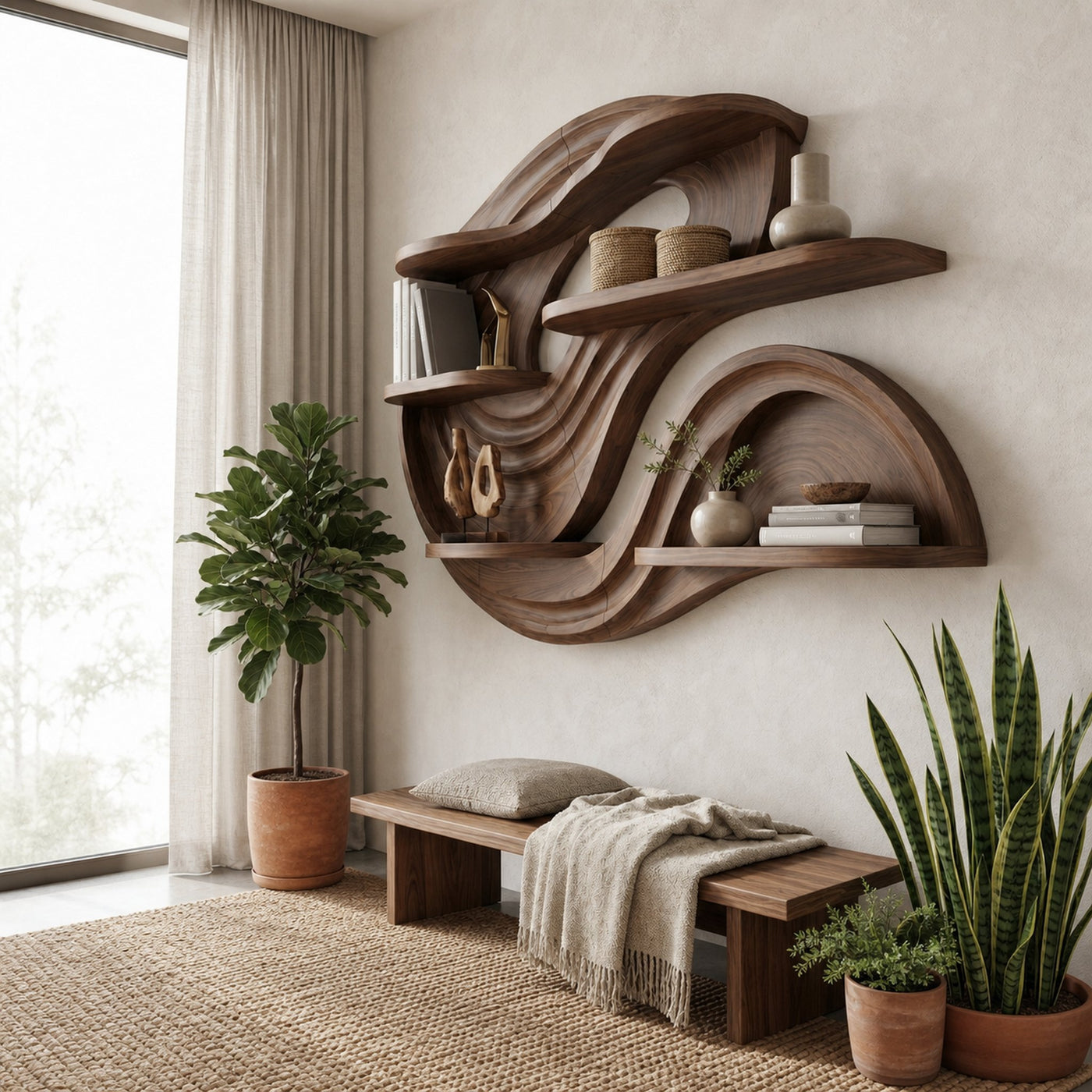 Organic Modern Wall Bookshelf For Living Room - product view 8