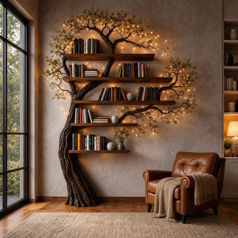Organic Modern Wall Mounted Bookshelf For Living Room And Study