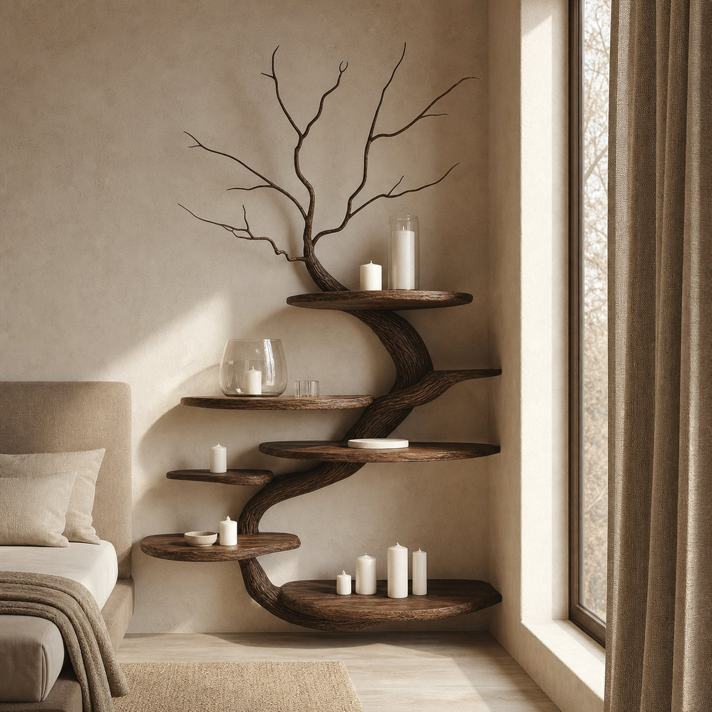 Organic Modern Wall Mounted Display Shelf For Bedroom And Living Room