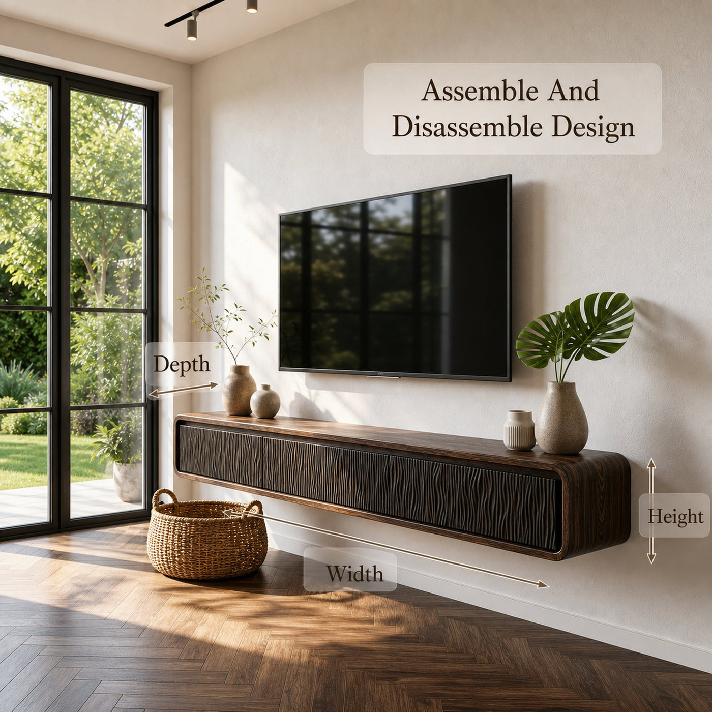 Organic Modern Wall Mounted TV Cabinet Living Room - product view 8