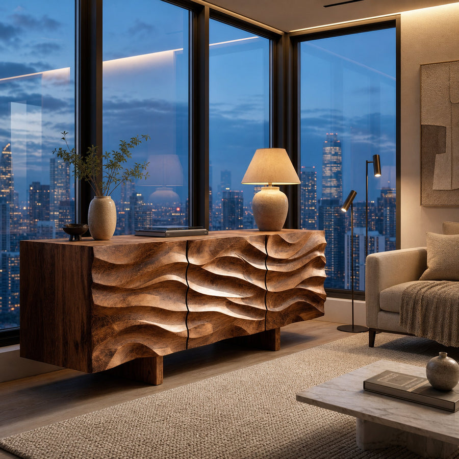 Organic Modern Wood Sideboard For Living Room