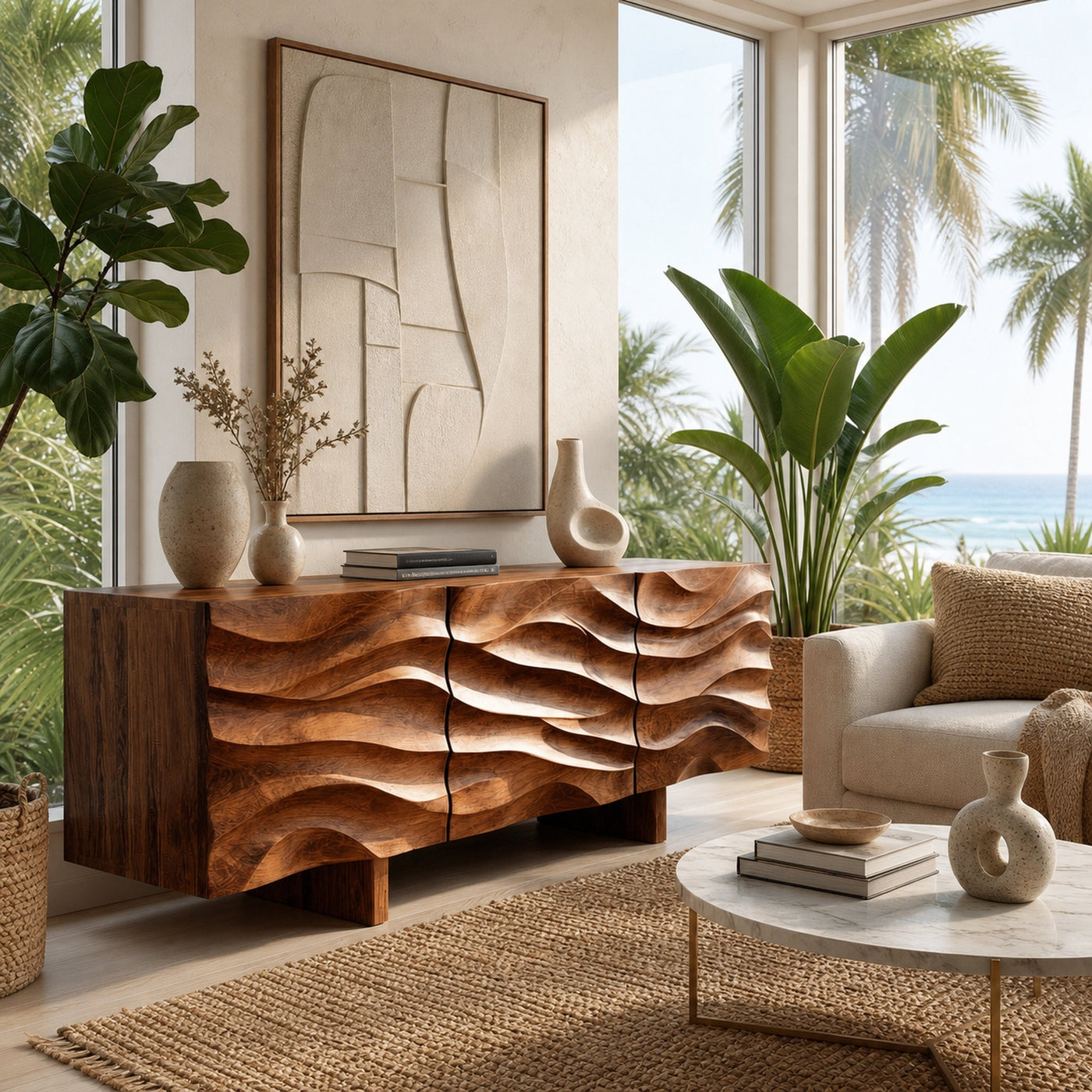 Organic Modern Wood Sideboard For Living Room - product view 2