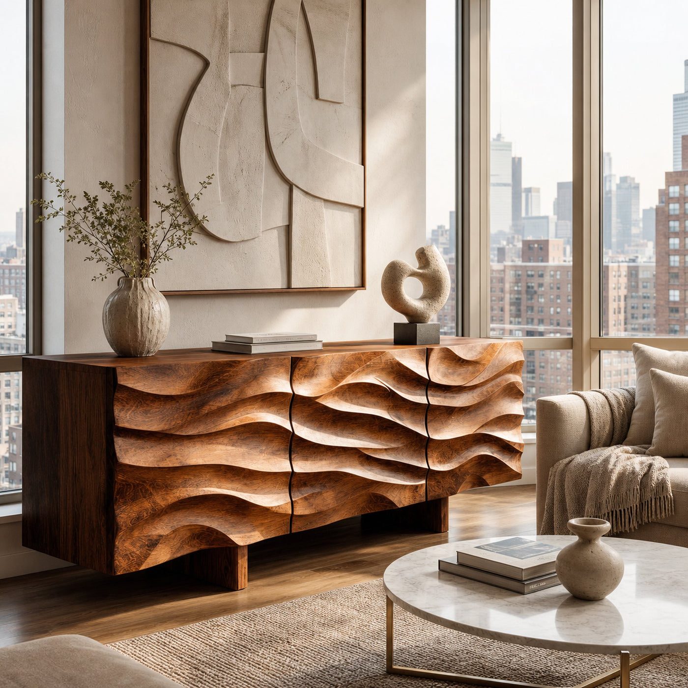 Organic Modern Wood Sideboard For Living Room - product view 3