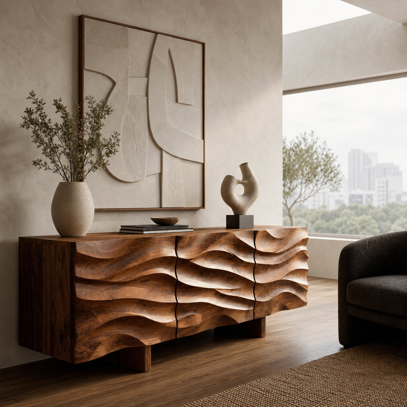 Organic Modern Wood Sideboard For Living Room - product view 6