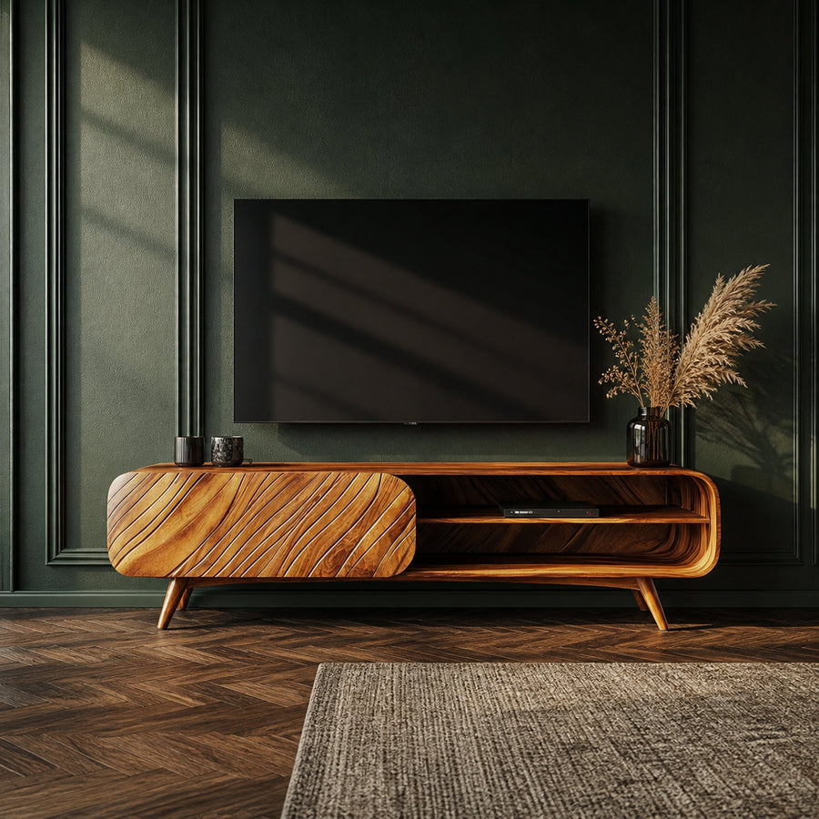 Organic Modern Wooden TV Stand Living Room Interior Decorative Storage