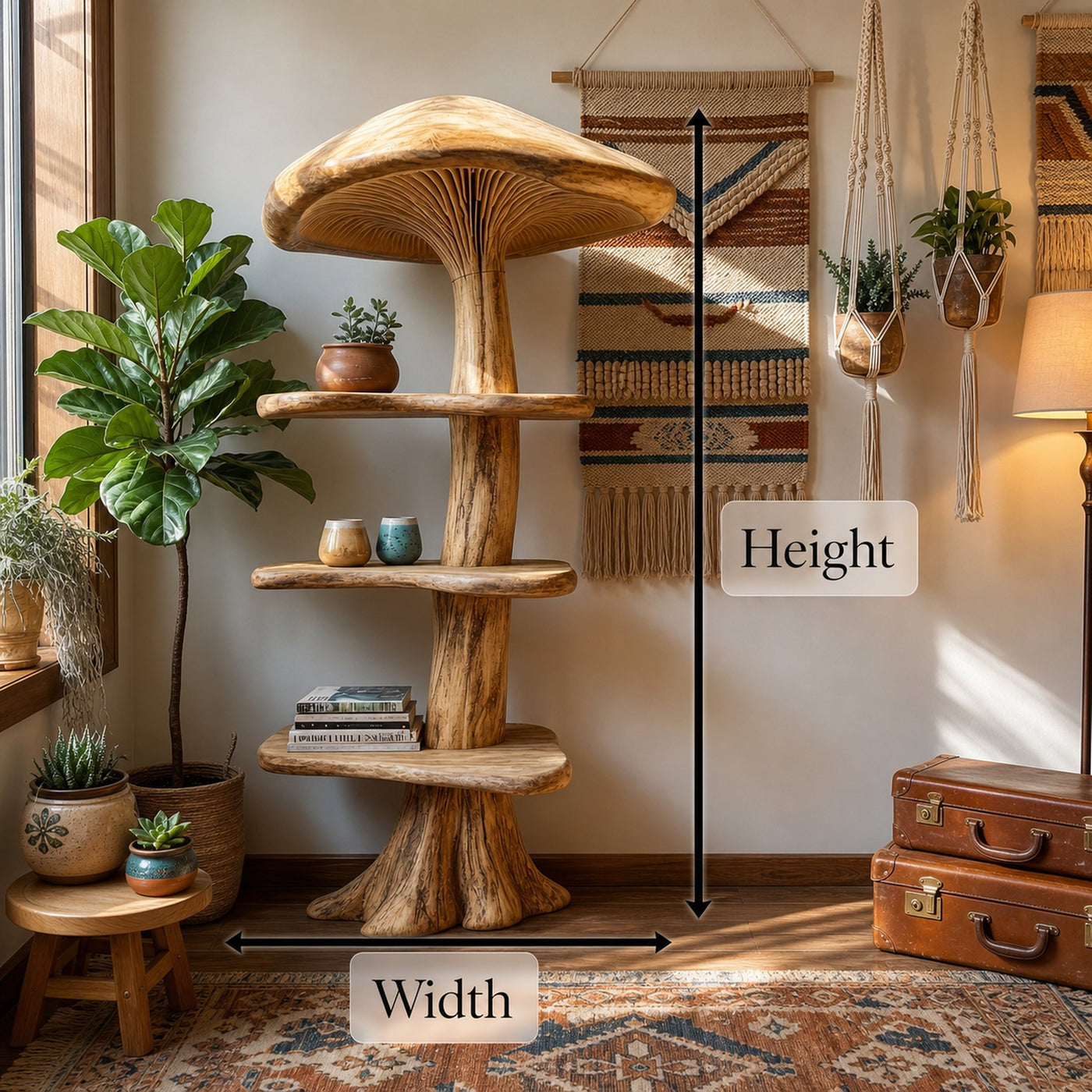 Organic Mushroom Bookshelf With Handcrafted Solid Wood Shelves For Living Room - product view 8