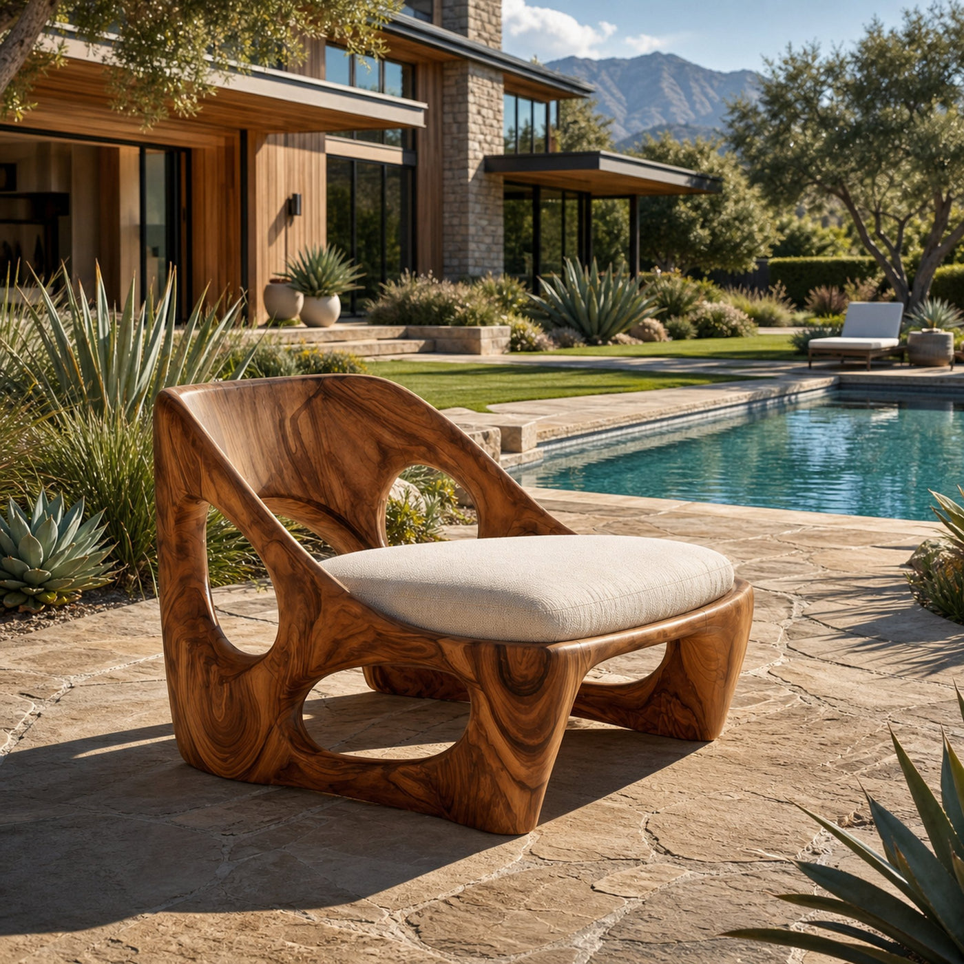 Organic Natural Wood Accent Chair For Living Room