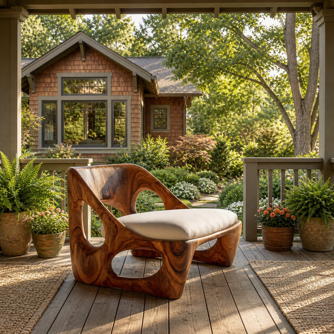 Organic Natural Wood Accent Chair For Living Room - product view 6