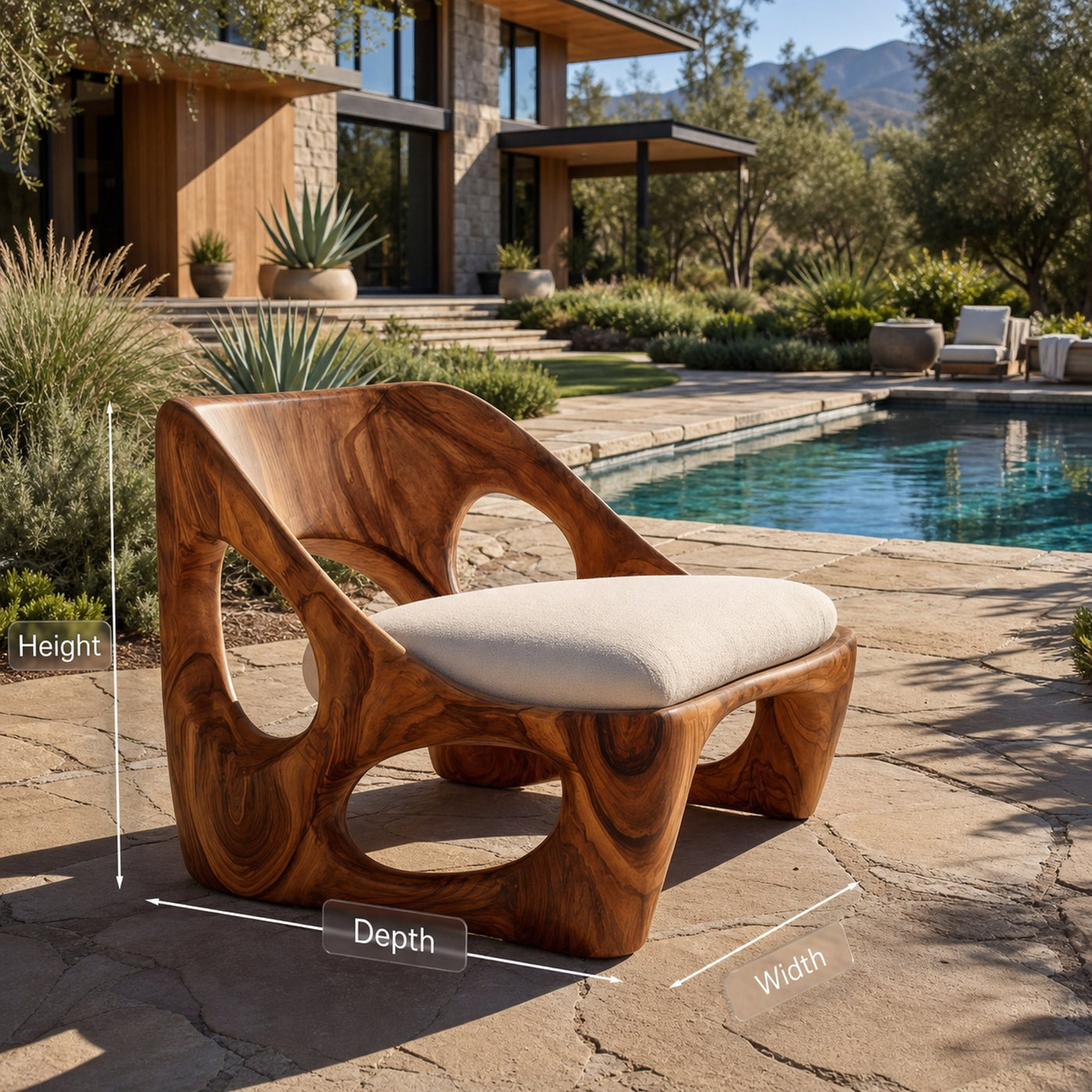 Organic Natural Wood Accent Chair For Living Room - product view 8