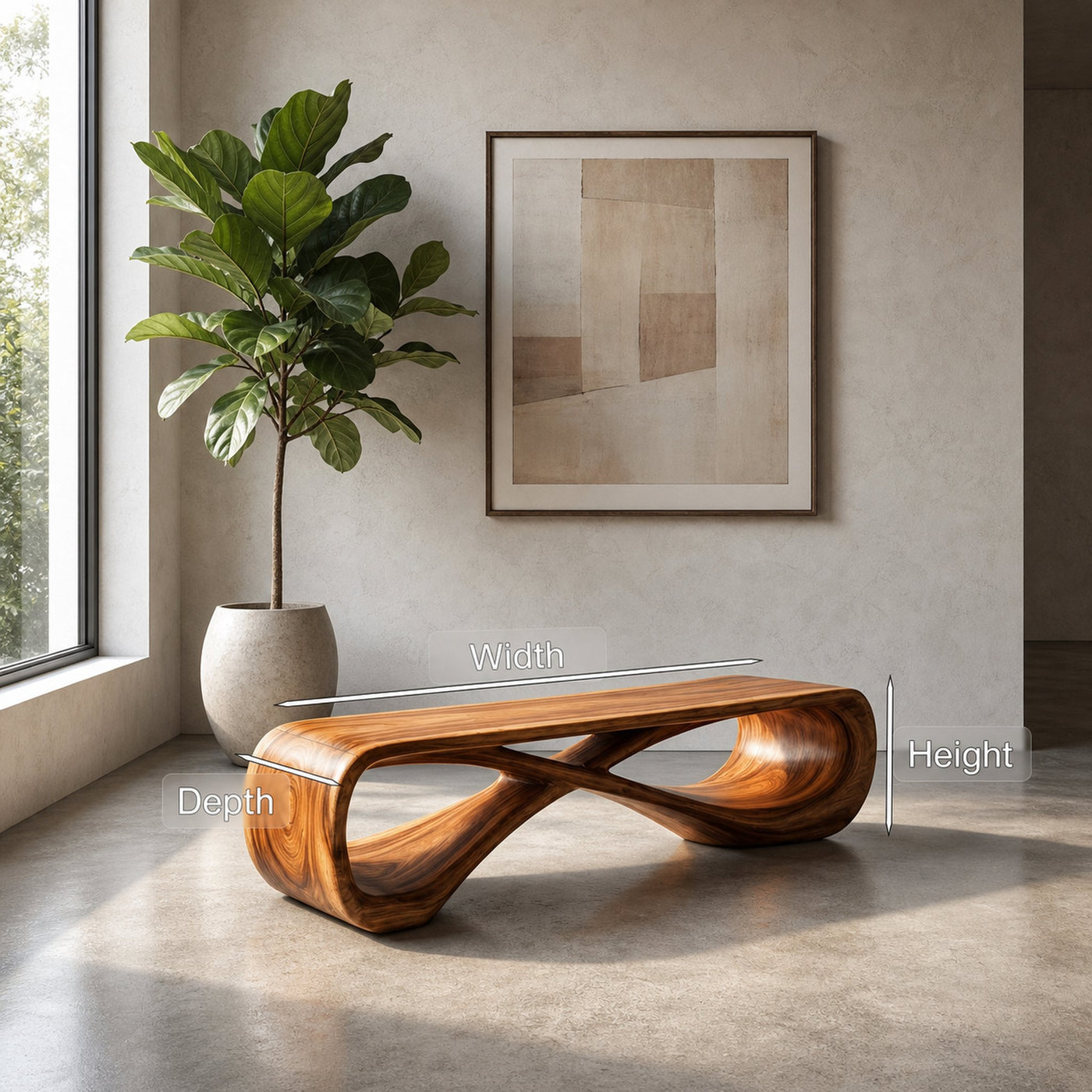 Organic Natural Wood Bench For Minimalist Entryway Styling - product view 8