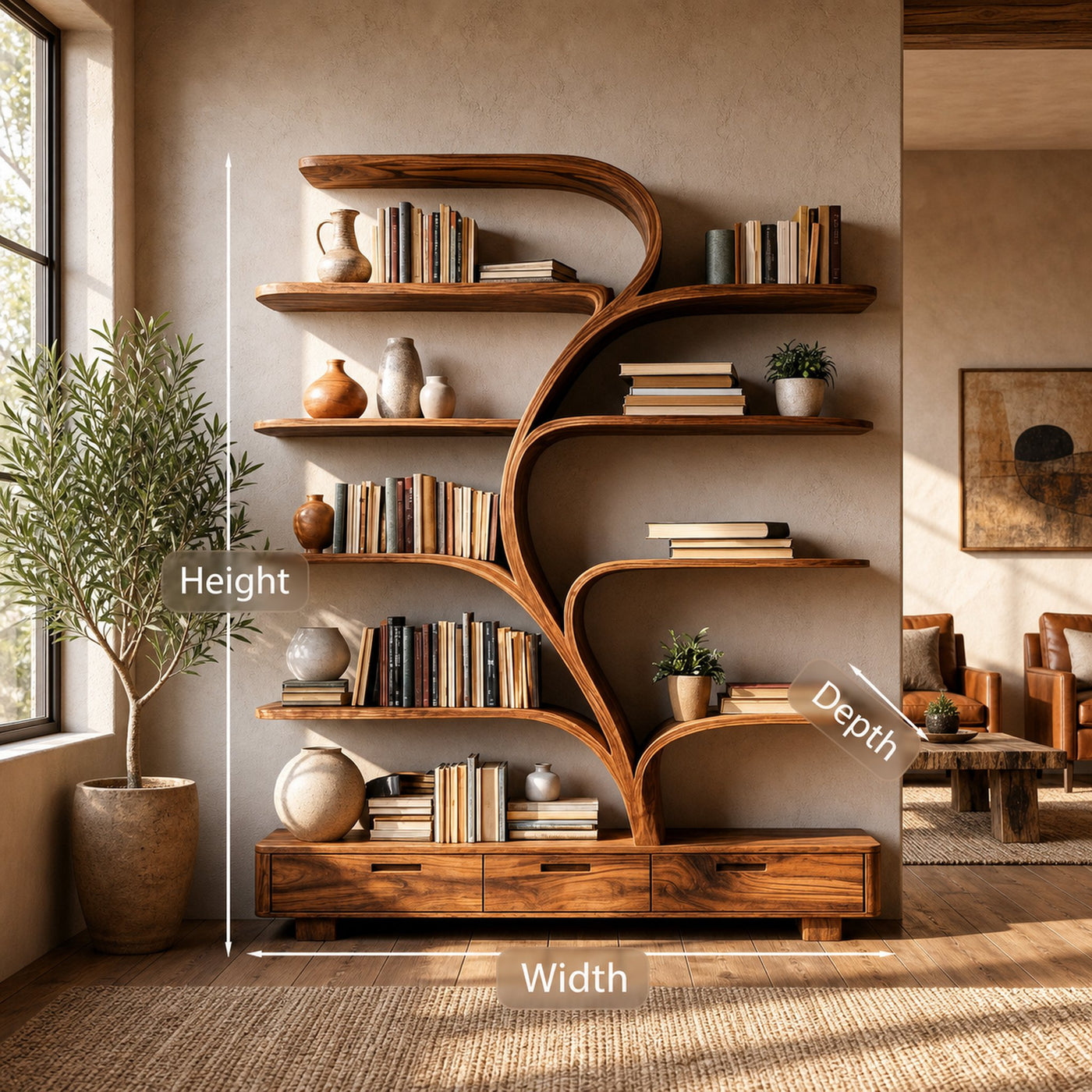 Organic Natural Wood Bookshelf Branch Shape For Home Decor - product view 8