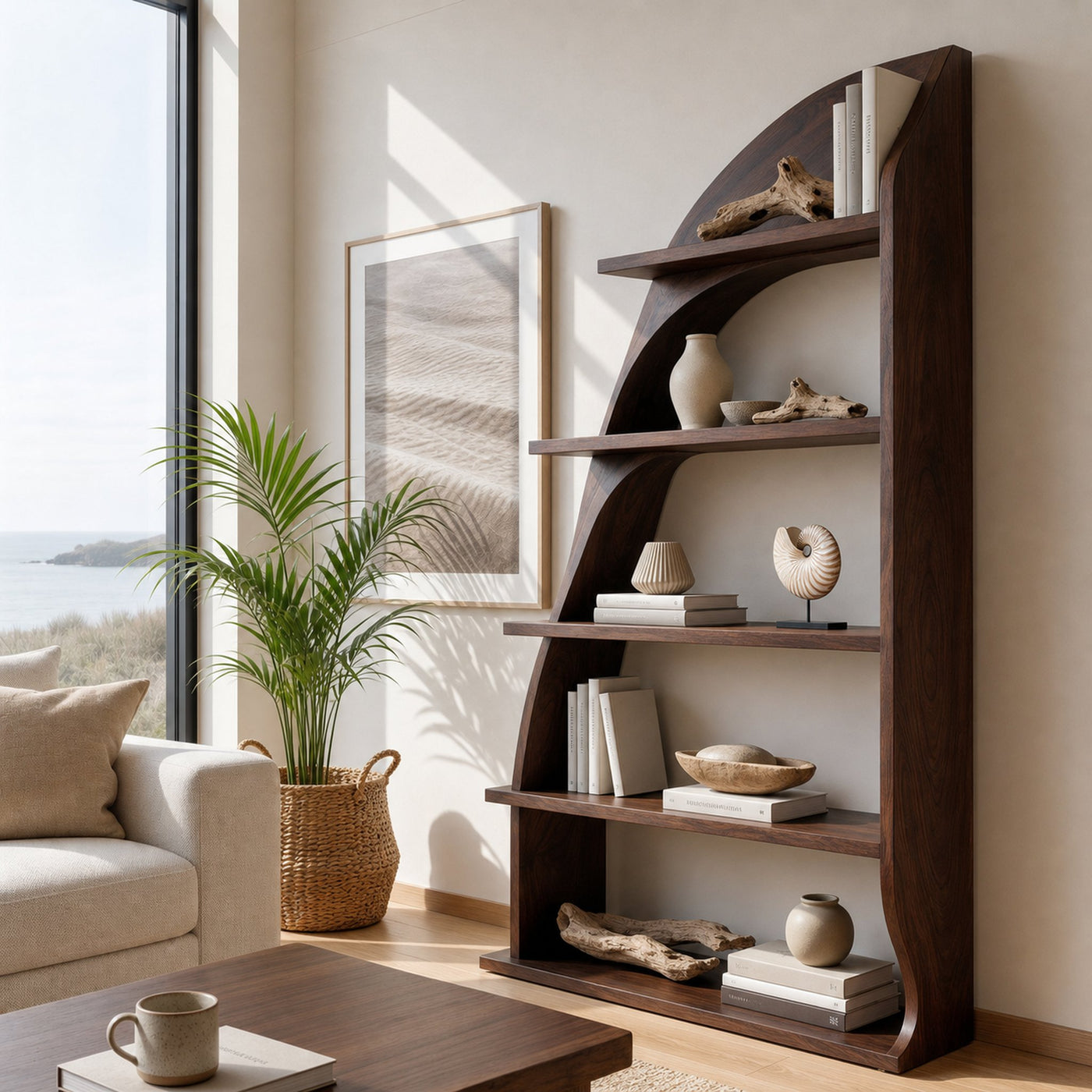 Organic Natural Wood Bookshelf For Living Room Display - product view 7