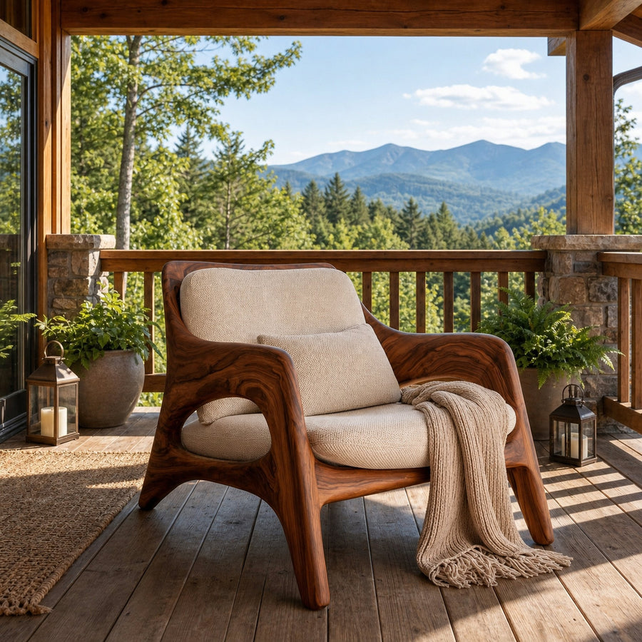 Organic Natural Wood Chair For Home Balcony