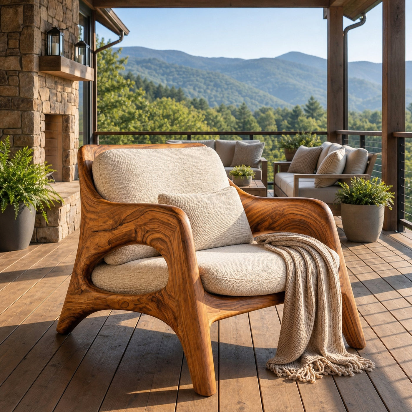 Organic Natural Wood Chair For Home Balcony - product view 6