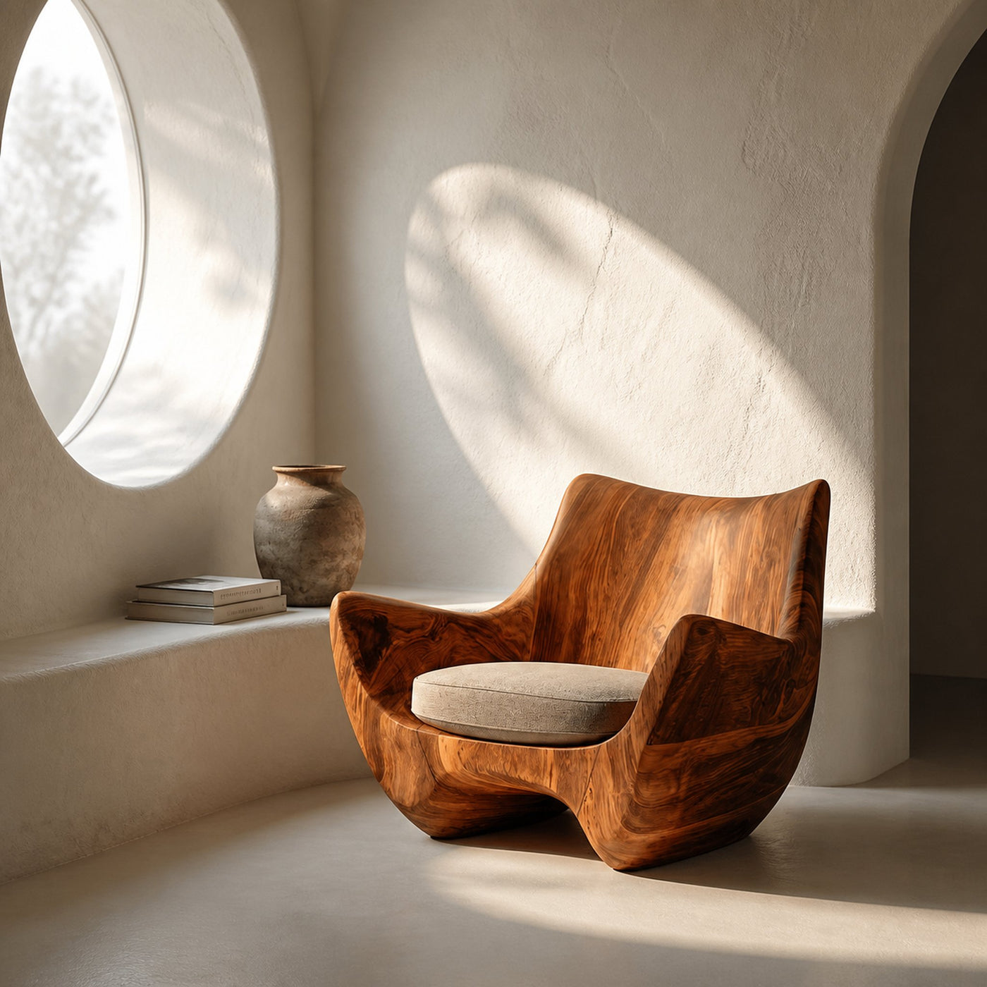 Organic Natural Wood Chair For Living Room