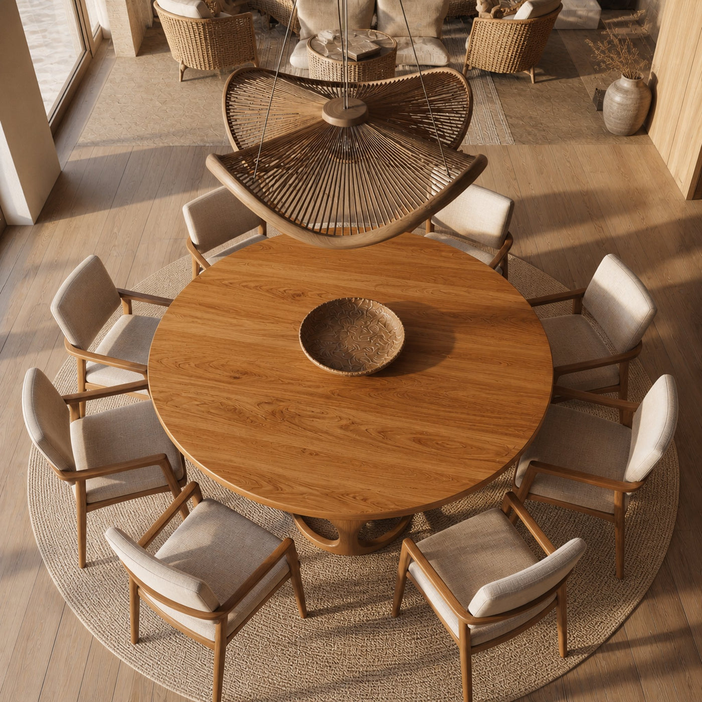 Organic Round Dining Table With Cutout Base For Dining Room - product view 3