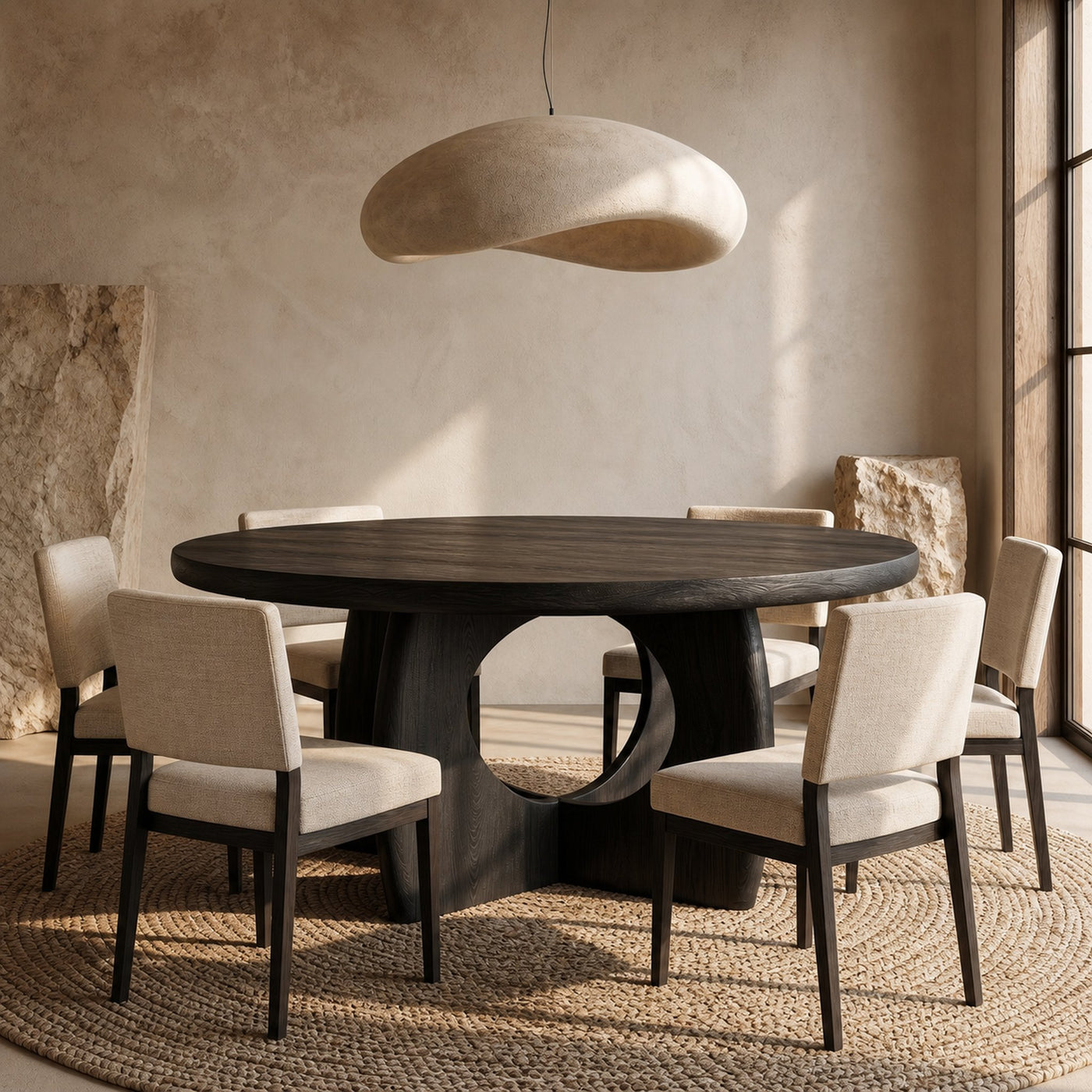Organic Round Dining Table With Cutout Base For Dining Room - product view 4