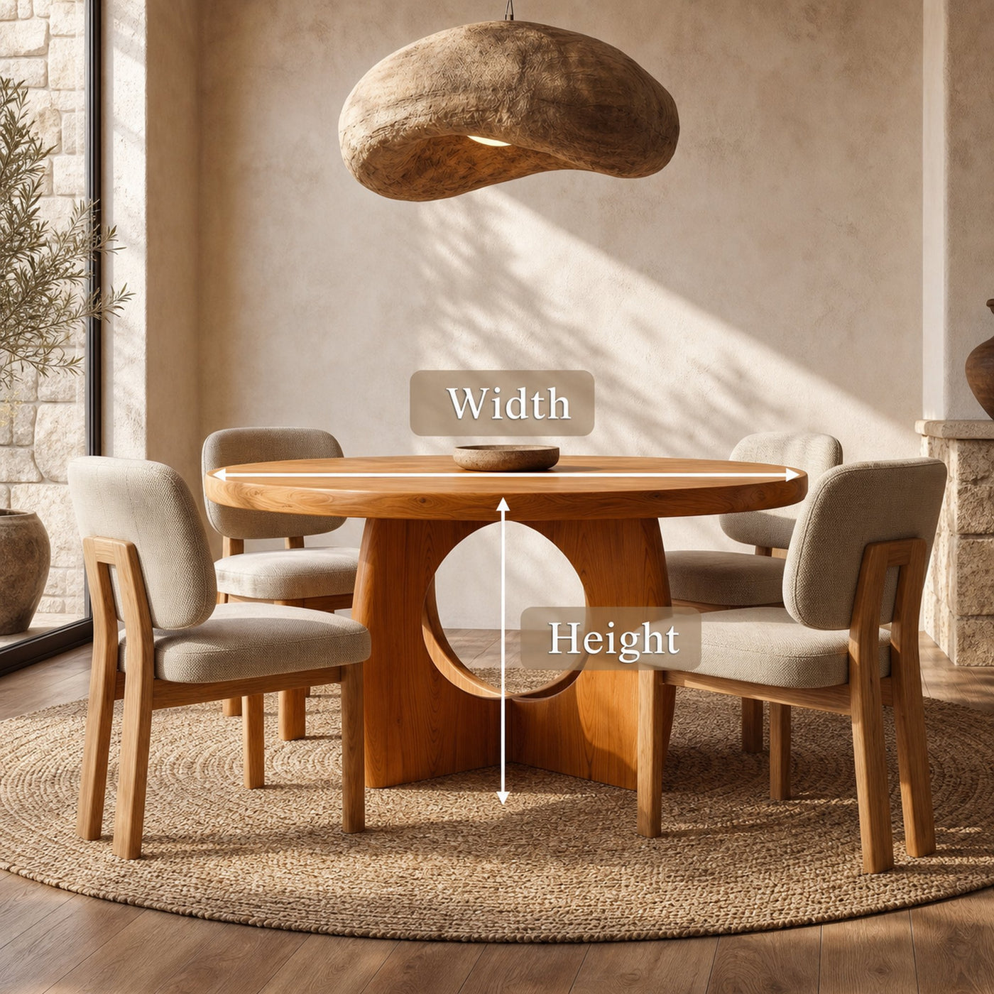 Organic Round Dining Table With Cutout Base For Dining Room - product view 8
