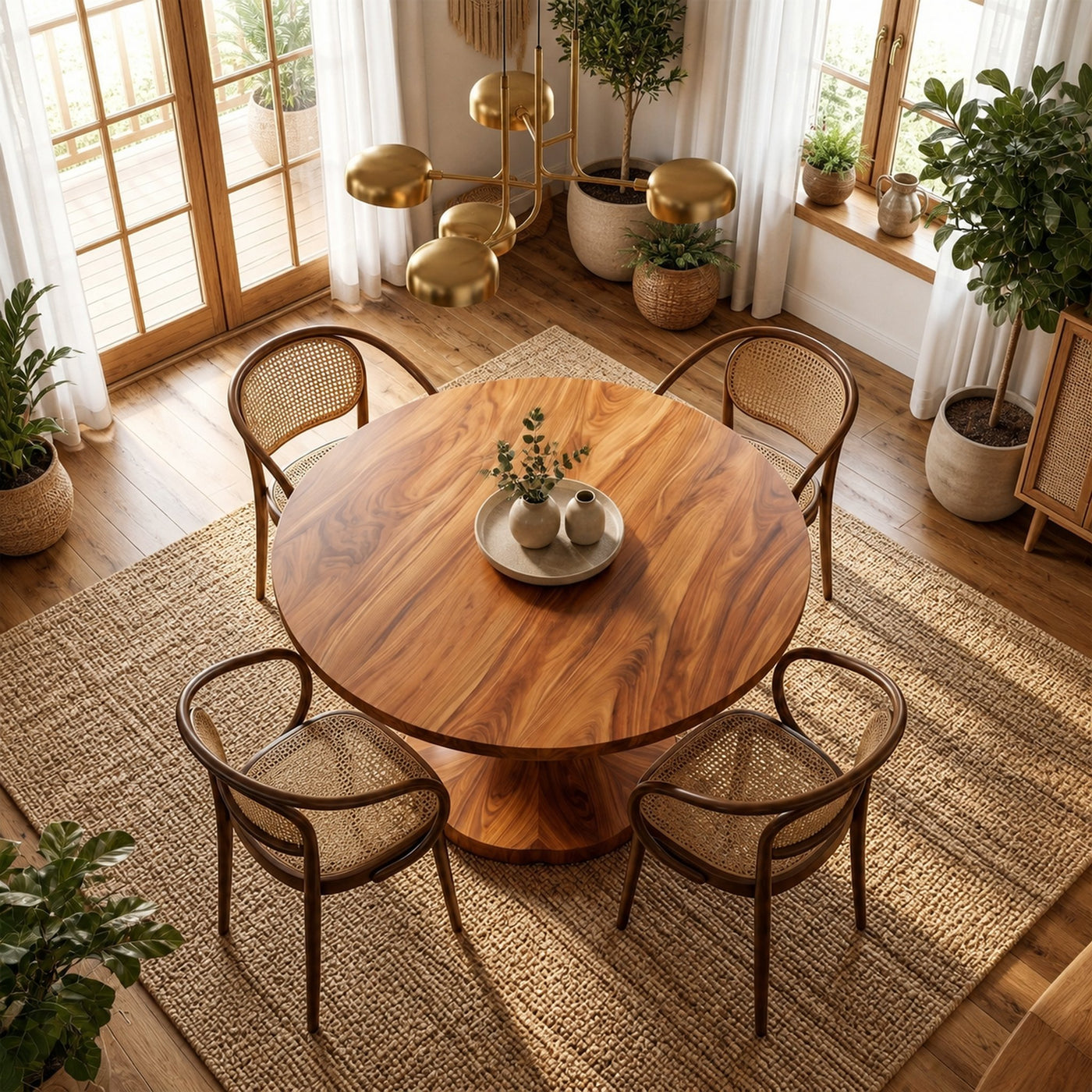 Organic Round Dining Table With Handcrafted Pedestal For Dining Room - product view 2