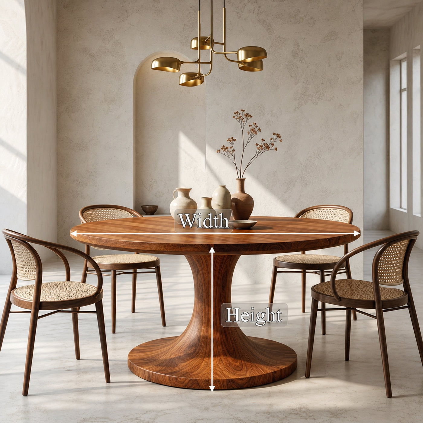 Organic Round Dining Table With Handcrafted Pedestal For Dining Room - product view 8