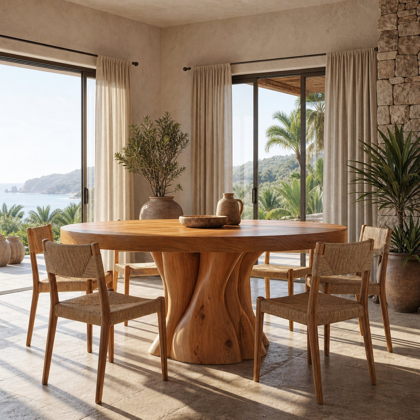 Organic Rustic Round Dining Table For Dining Room