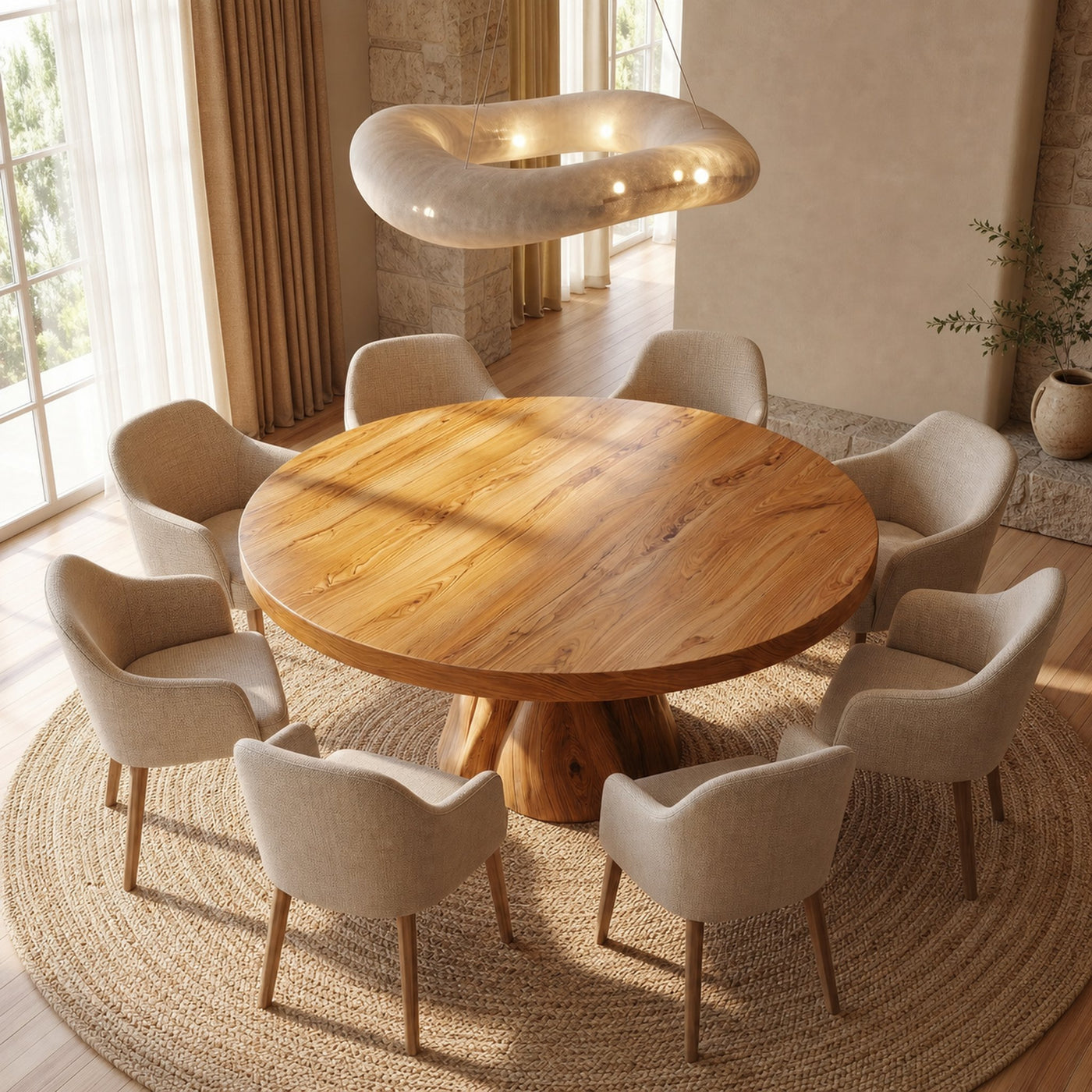 Organic Rustic Round Dining Table For Dining Room - product view 2