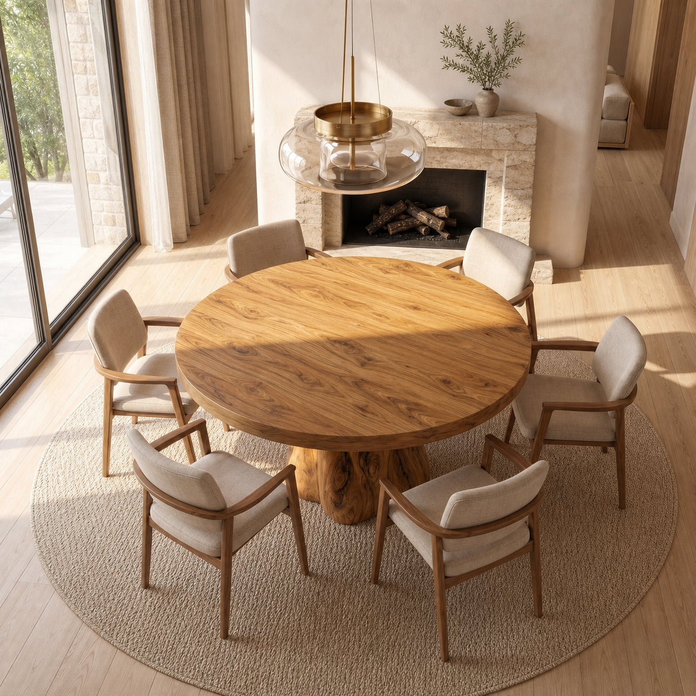 Organic Rustic Round Dining Table For Dining Room - product view 3