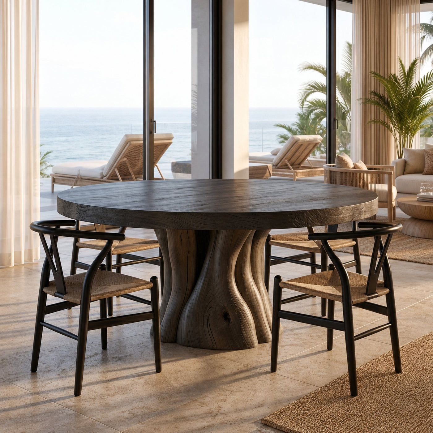 Organic Rustic Round Dining Table For Dining Room - product view 4