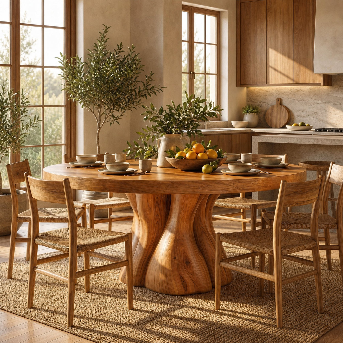 Organic Rustic Round Dining Table For Dining Room - product view 6