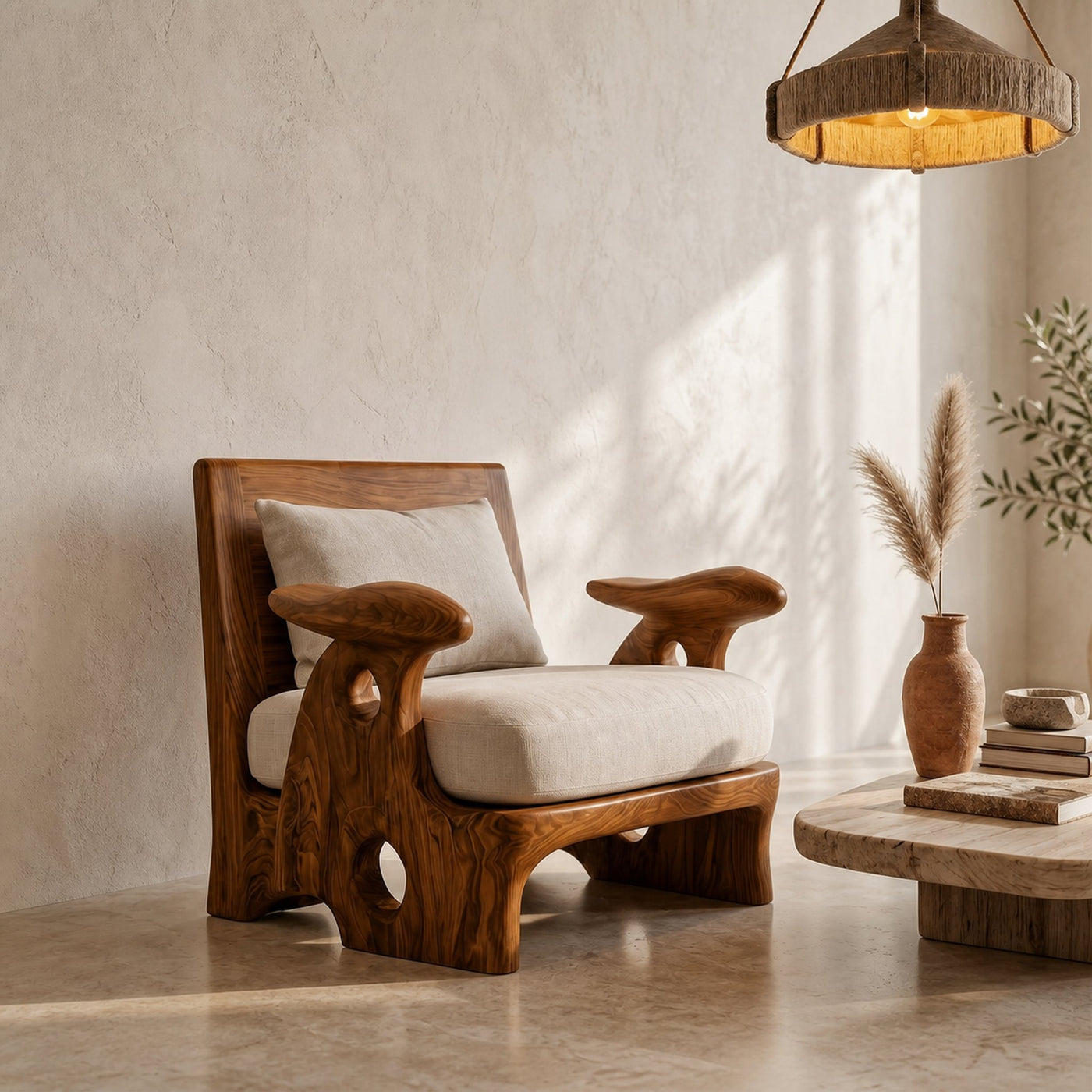Organic Sculptural Armchair For Living Room Accent Seating And Interior Decor