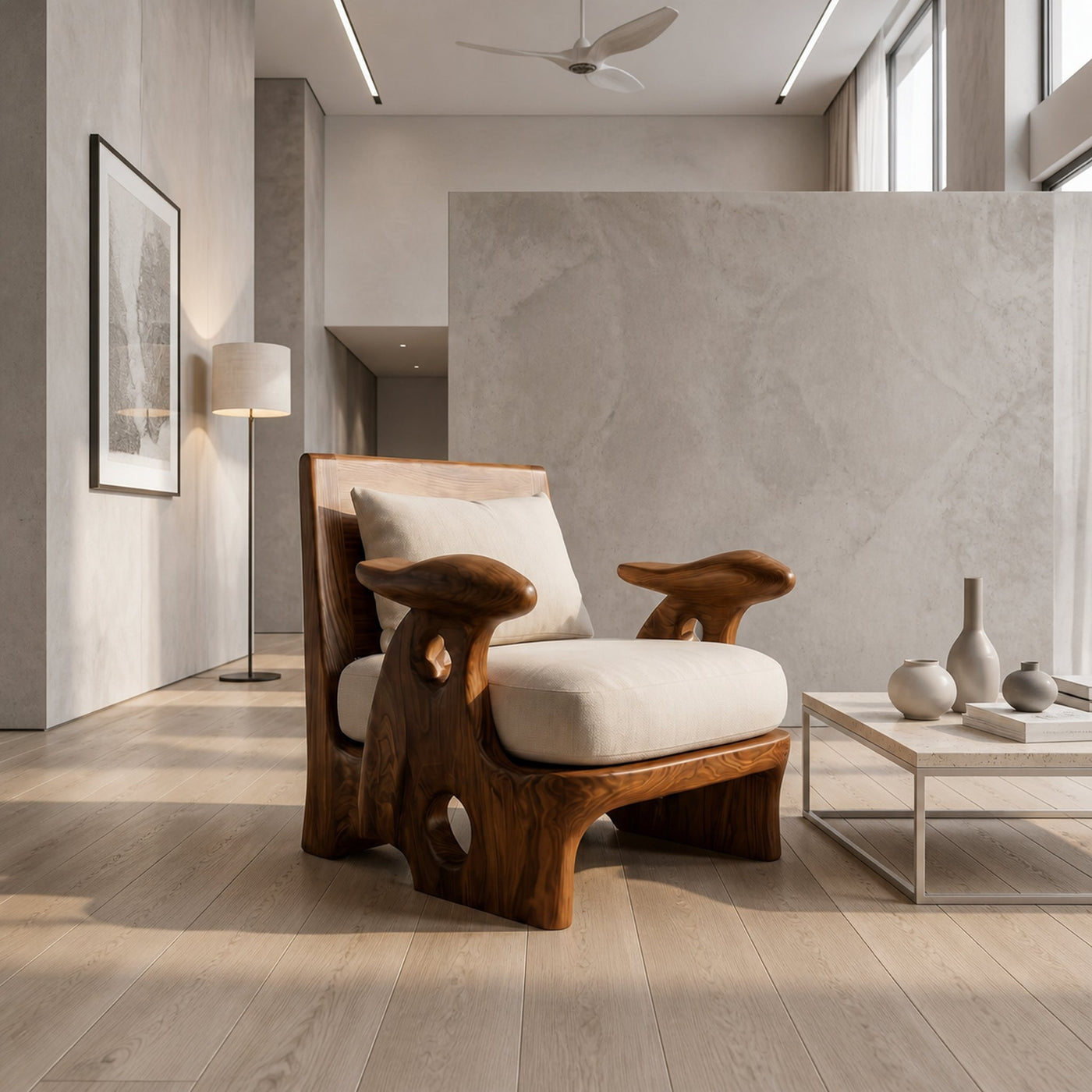 Organic Sculptural Armchair For Living Room Accent Seating And Interior Decor - product view 6
