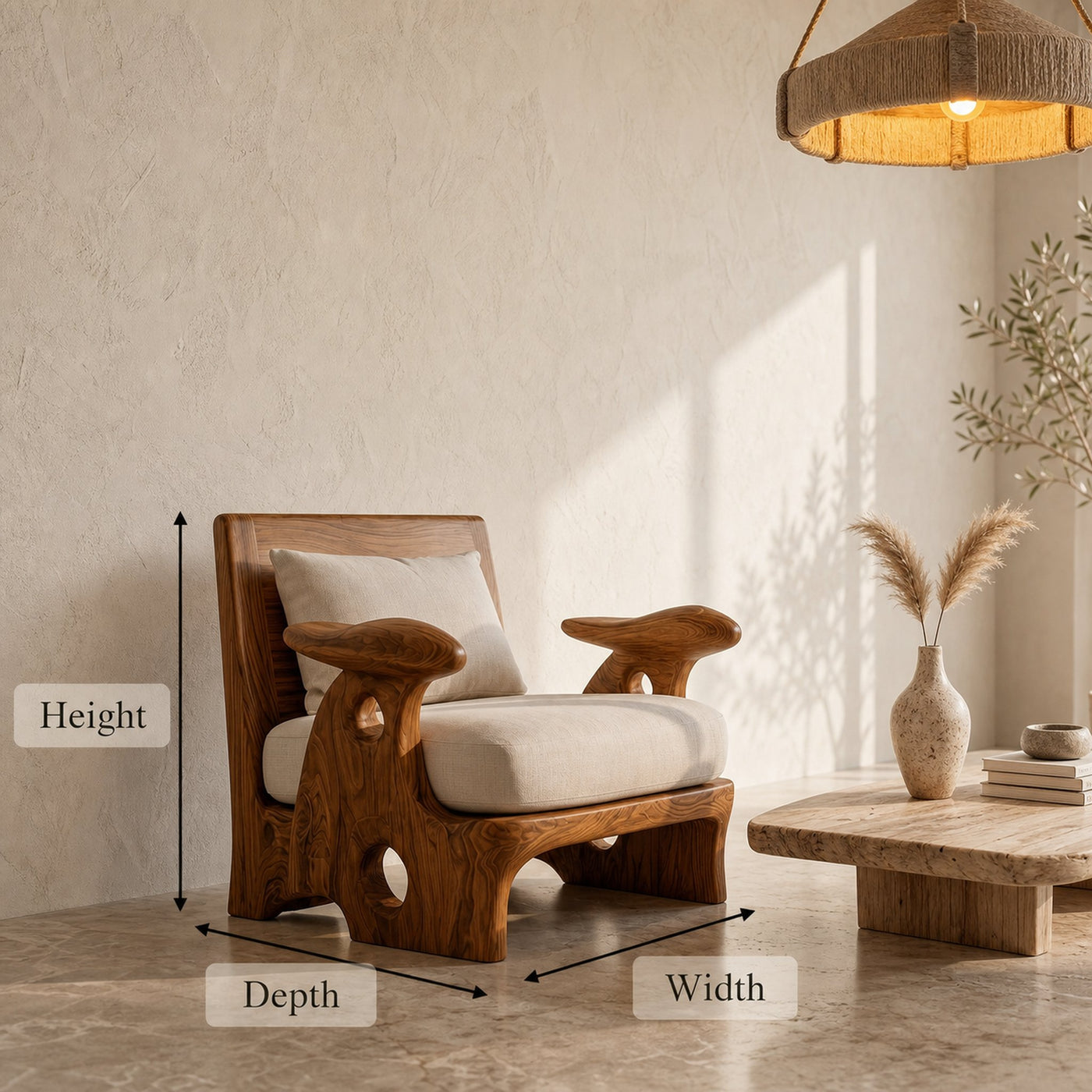 Organic Sculptural Armchair For Living Room Accent Seating And Interior Decor - product view 8