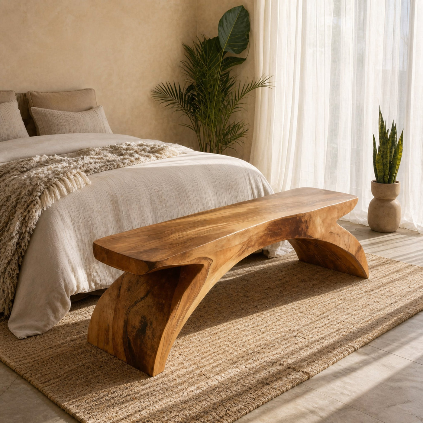 Organic Sculptural Bench For Bedroom Or Living Room