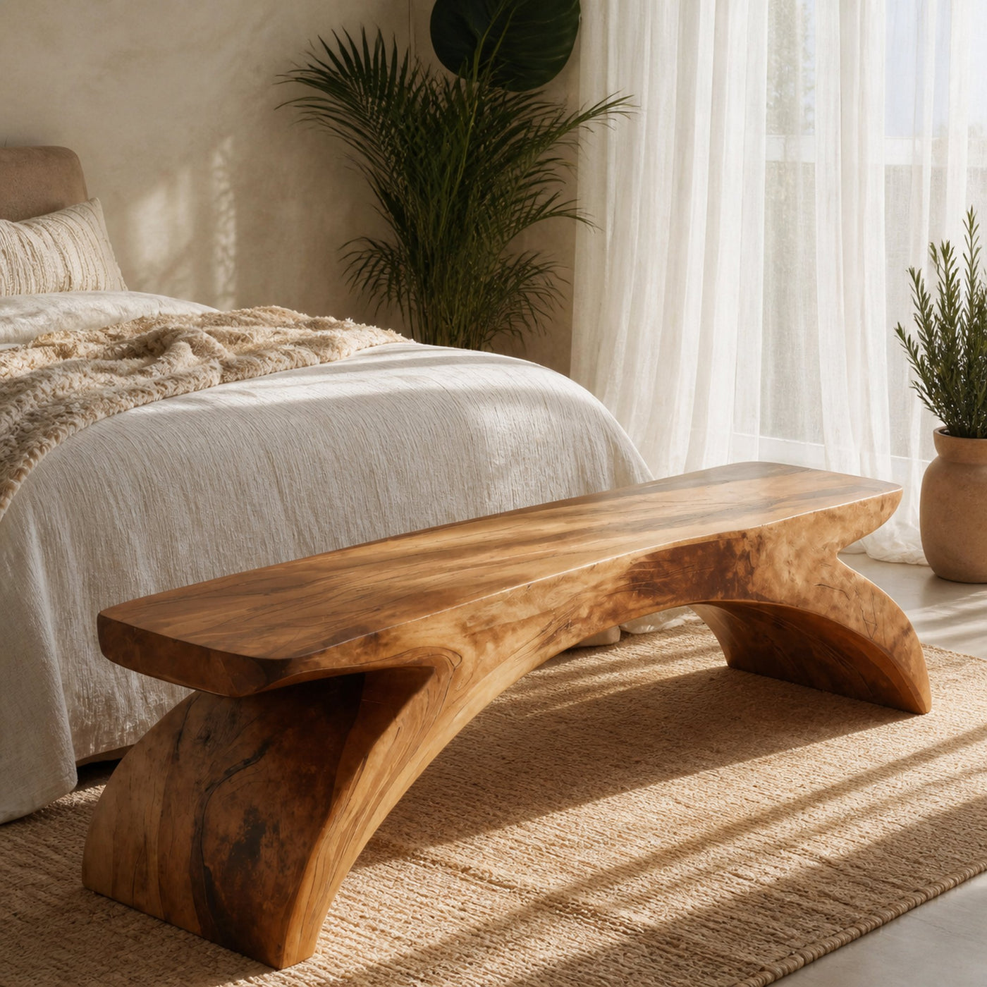 Organic Sculptural Bench For Bedroom Or Living Room - product view 2