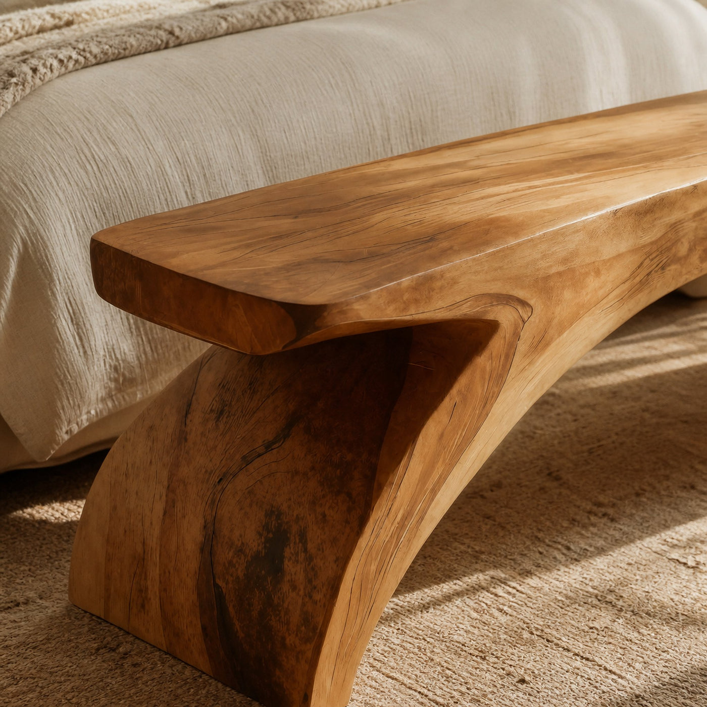 Organic Sculptural Bench For Bedroom Or Living Room - product view 3