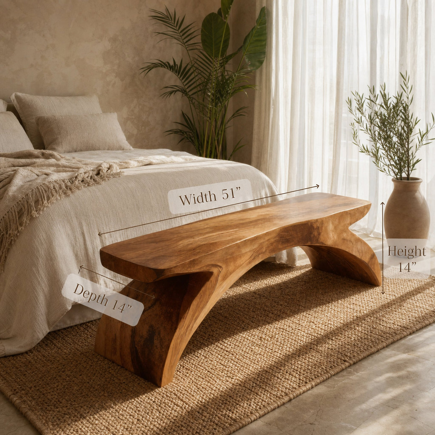 Organic Sculptural Bench For Bedroom Or Living Room - product view 6