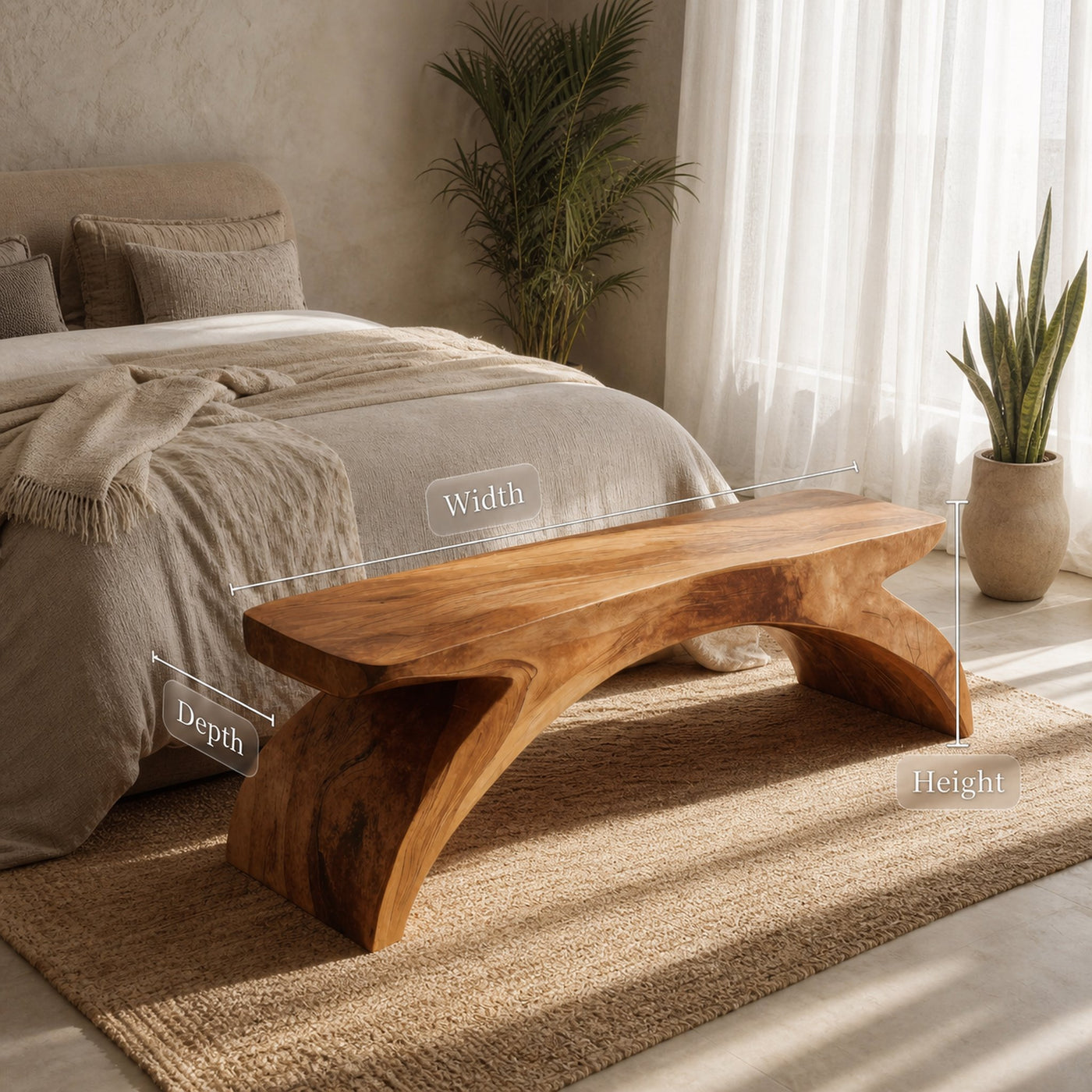 Organic Sculptural Bench For Bedroom Or Living Room - product view 7