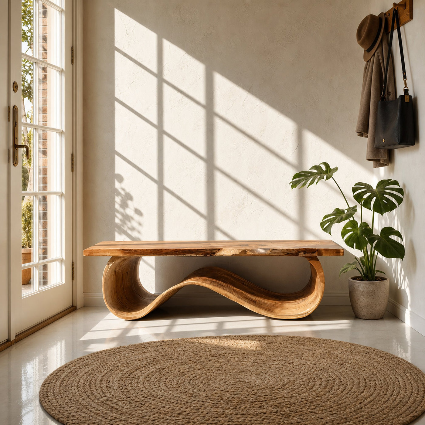 Organic Sculptural Bench For Entryway Decor - product view 2