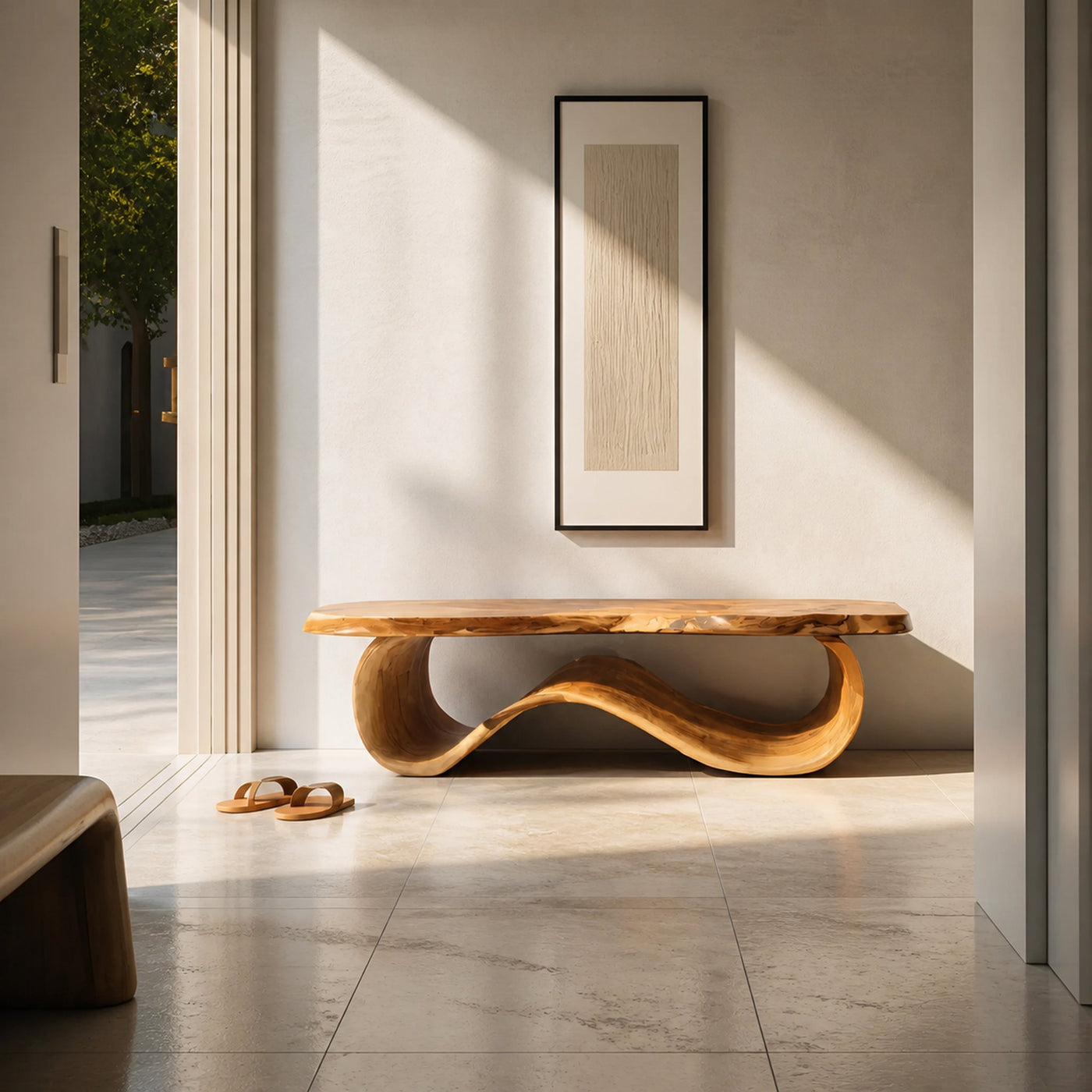 Organic Sculptural Bench For Entryway Decor - product view 3