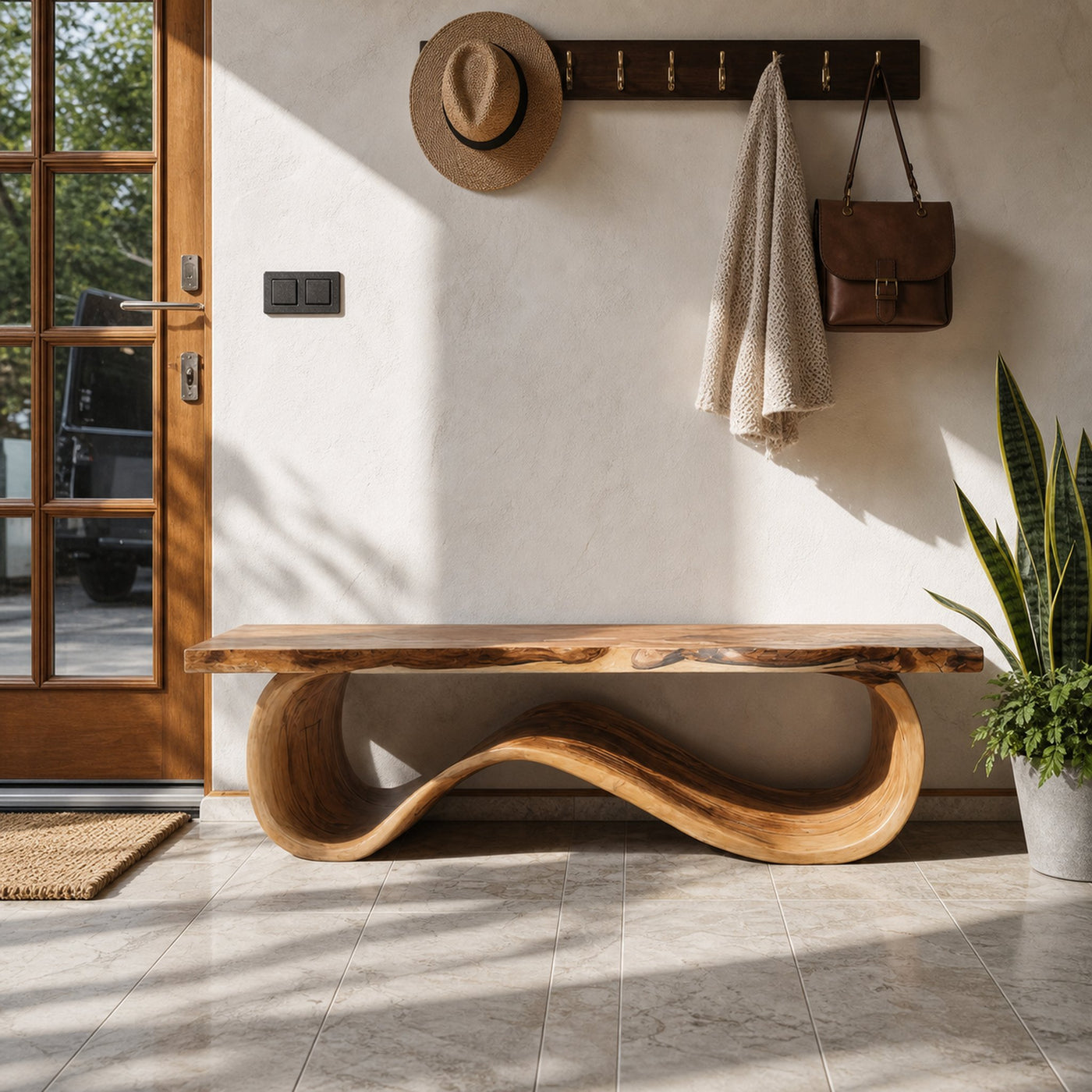 Organic Sculptural Bench For Entryway Decor - product view 6