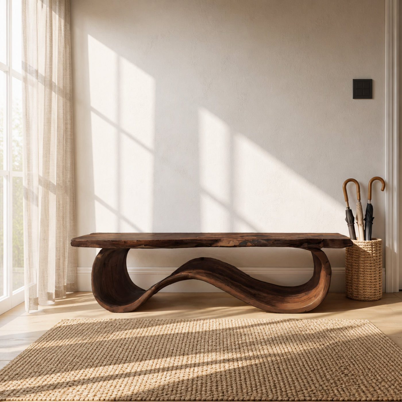 Organic Sculptural Bench For Entryway Decor - product view 7